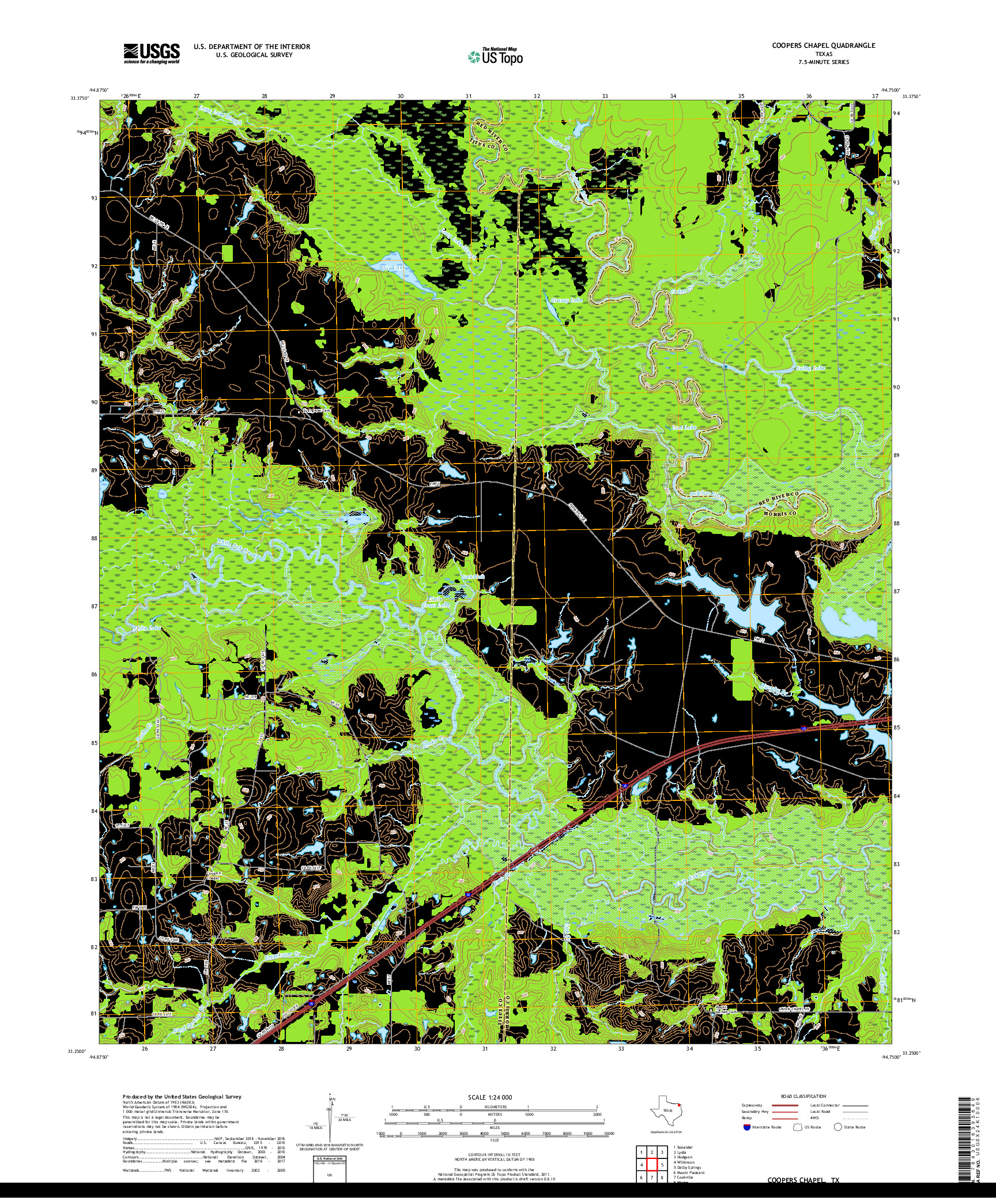 USGS US TOPO 7.5-MINUTE MAP FOR COOPERS CHAPEL, TX 2019