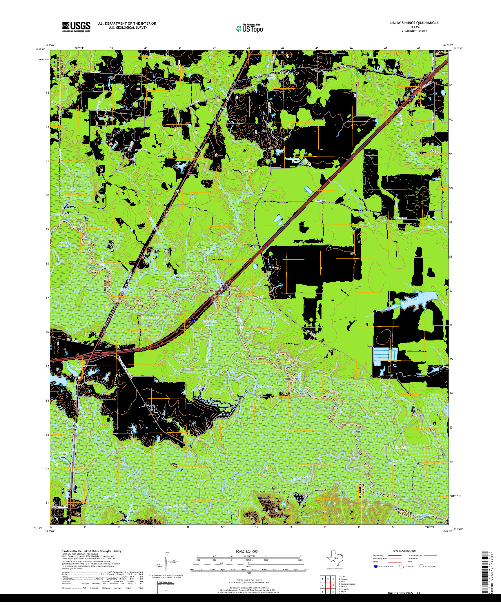 USGS US TOPO 7.5-MINUTE MAP FOR DALBY SPRINGS, TX 2019