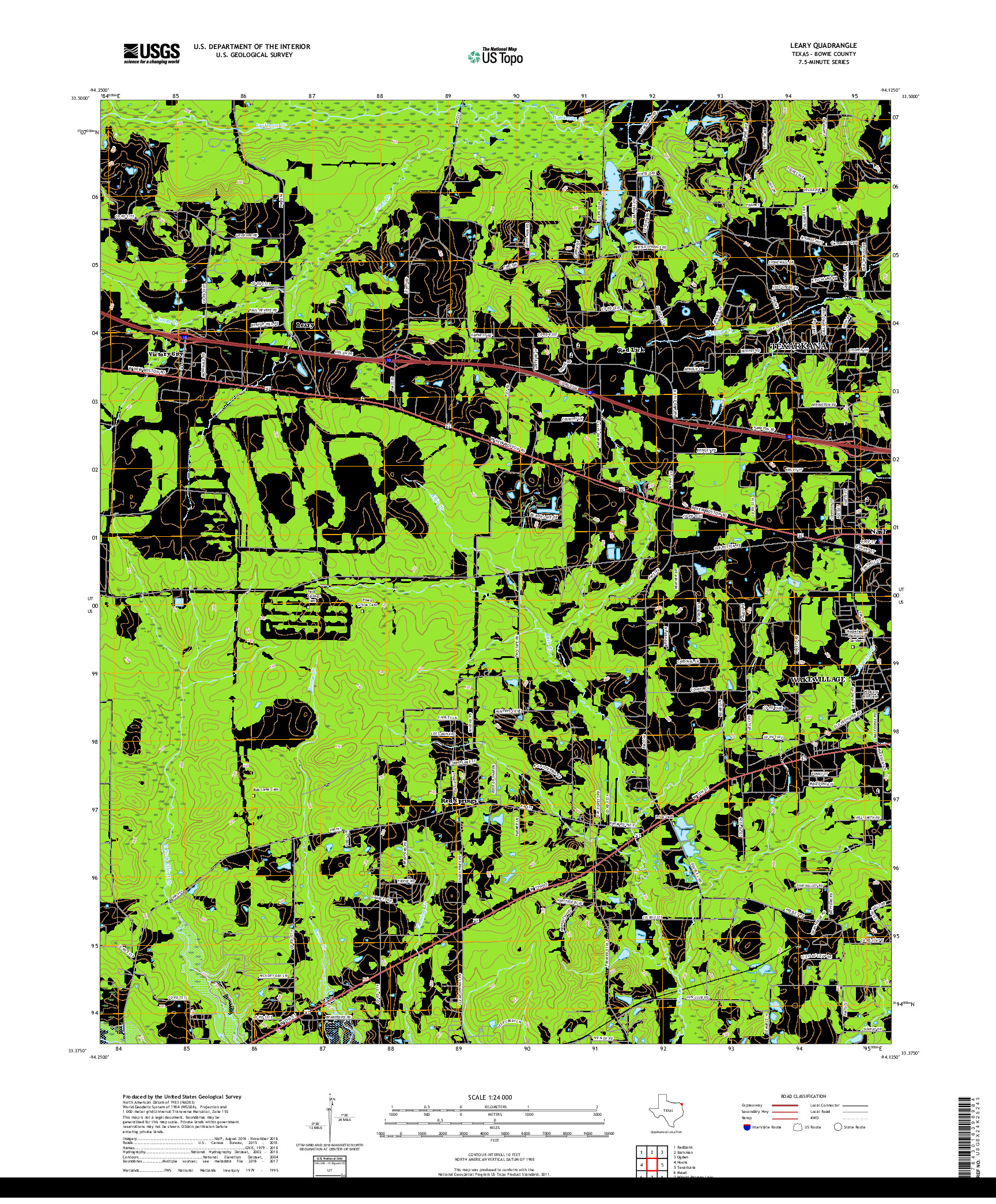 USGS US TOPO 7.5-MINUTE MAP FOR LEARY, TX 2019