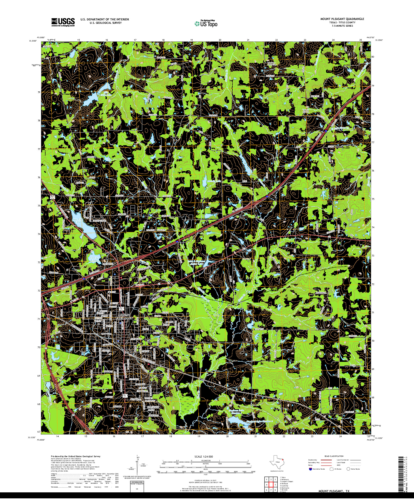 USGS US TOPO 7.5-MINUTE MAP FOR MOUNT PLEASANT, TX 2019