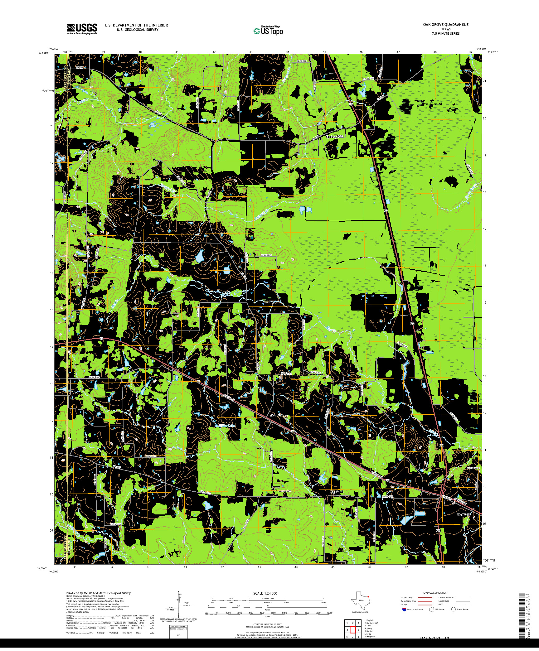 USGS US TOPO 7.5-MINUTE MAP FOR OAK GROVE, TX 2019