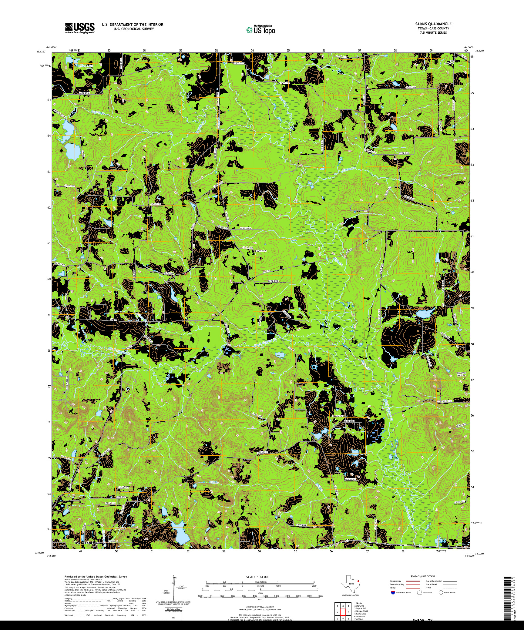 USGS US TOPO 7.5-MINUTE MAP FOR SARDIS, TX 2019