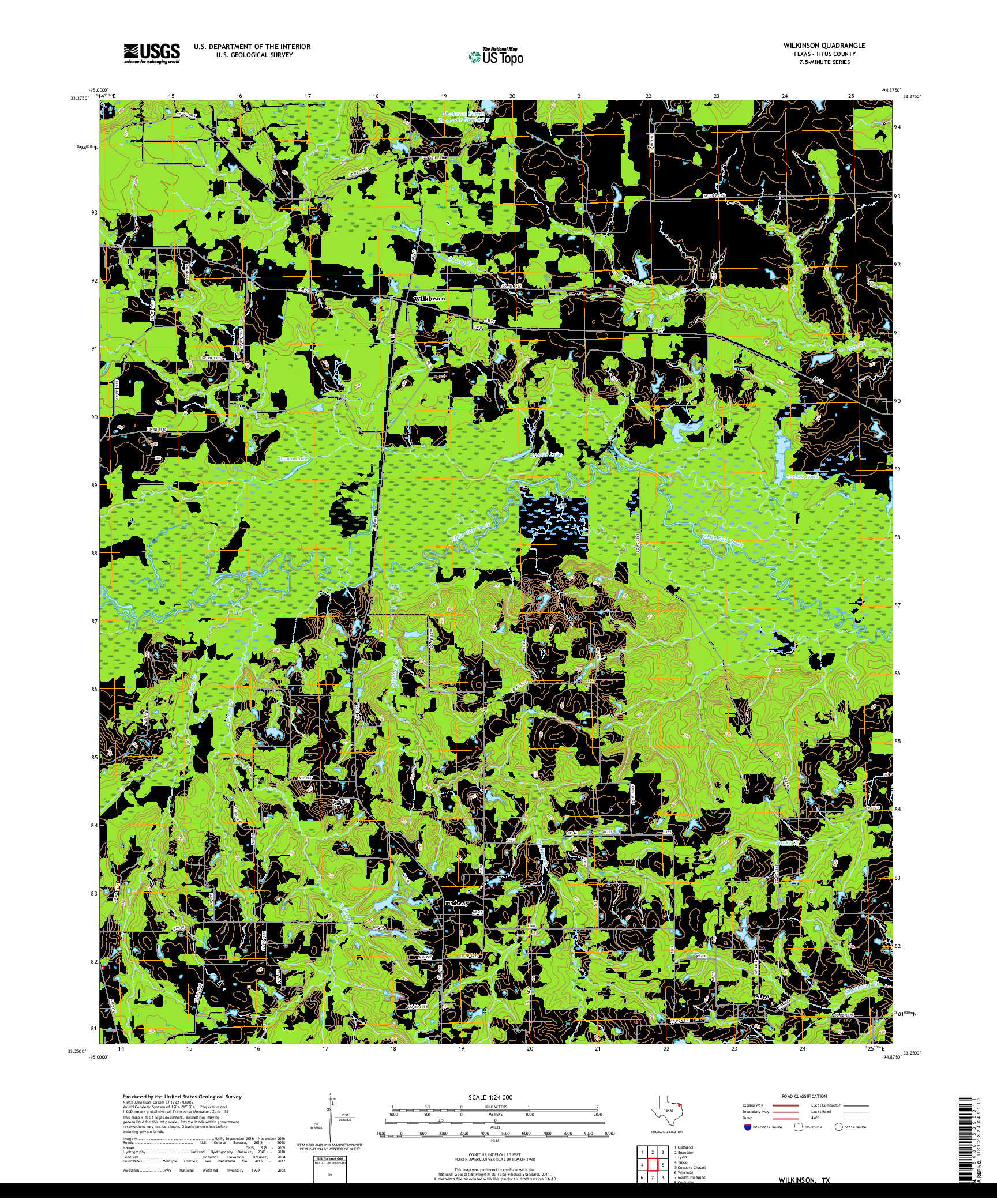 USGS US TOPO 7.5-MINUTE MAP FOR WILKINSON, TX 2019