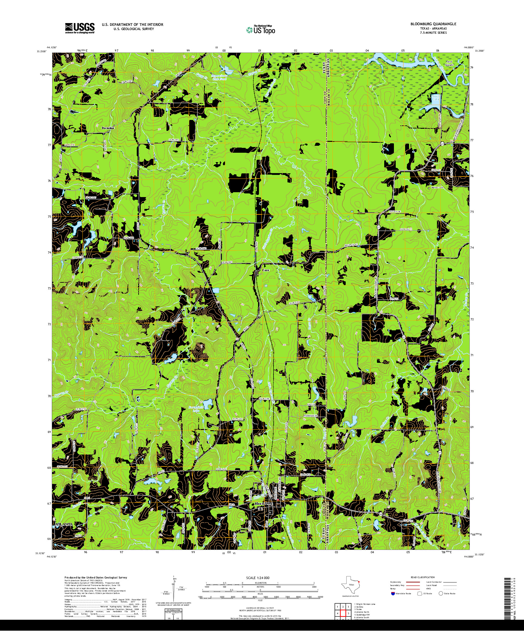 USGS US TOPO 7.5-MINUTE MAP FOR BLOOMBURG, TX,AR 2019