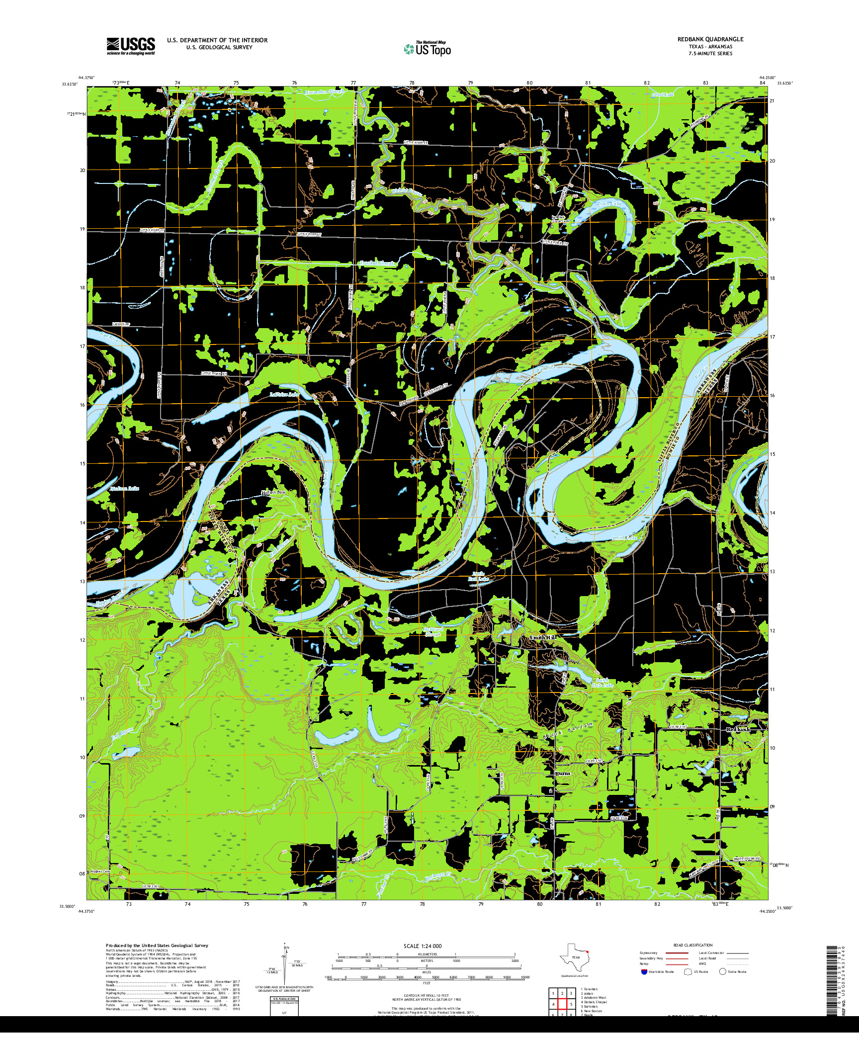 USGS US TOPO 7.5-MINUTE MAP FOR REDBANK, TX,AR 2019