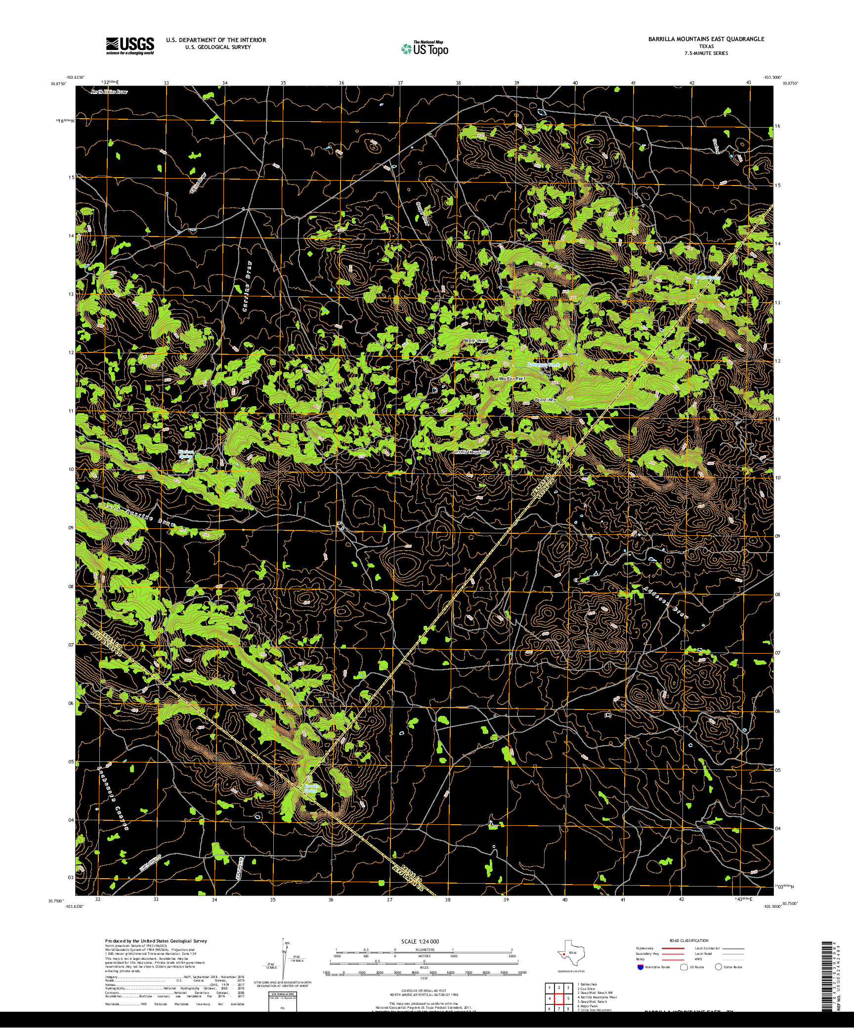 USGS US TOPO 7.5-MINUTE MAP FOR BARRILLA MOUNTAINS EAST, TX 2019