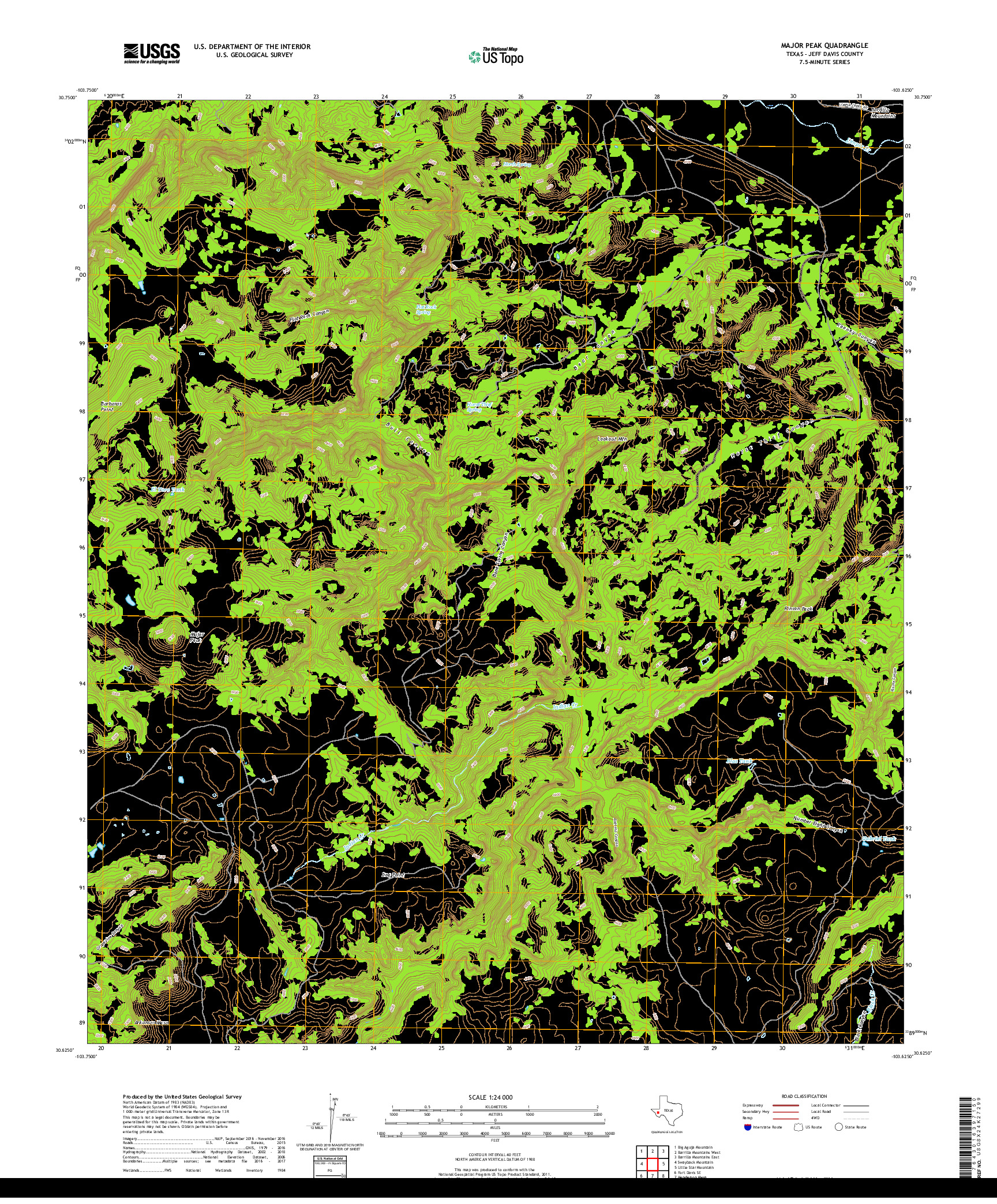 USGS US TOPO 7.5-MINUTE MAP FOR MAJOR PEAK, TX 2019