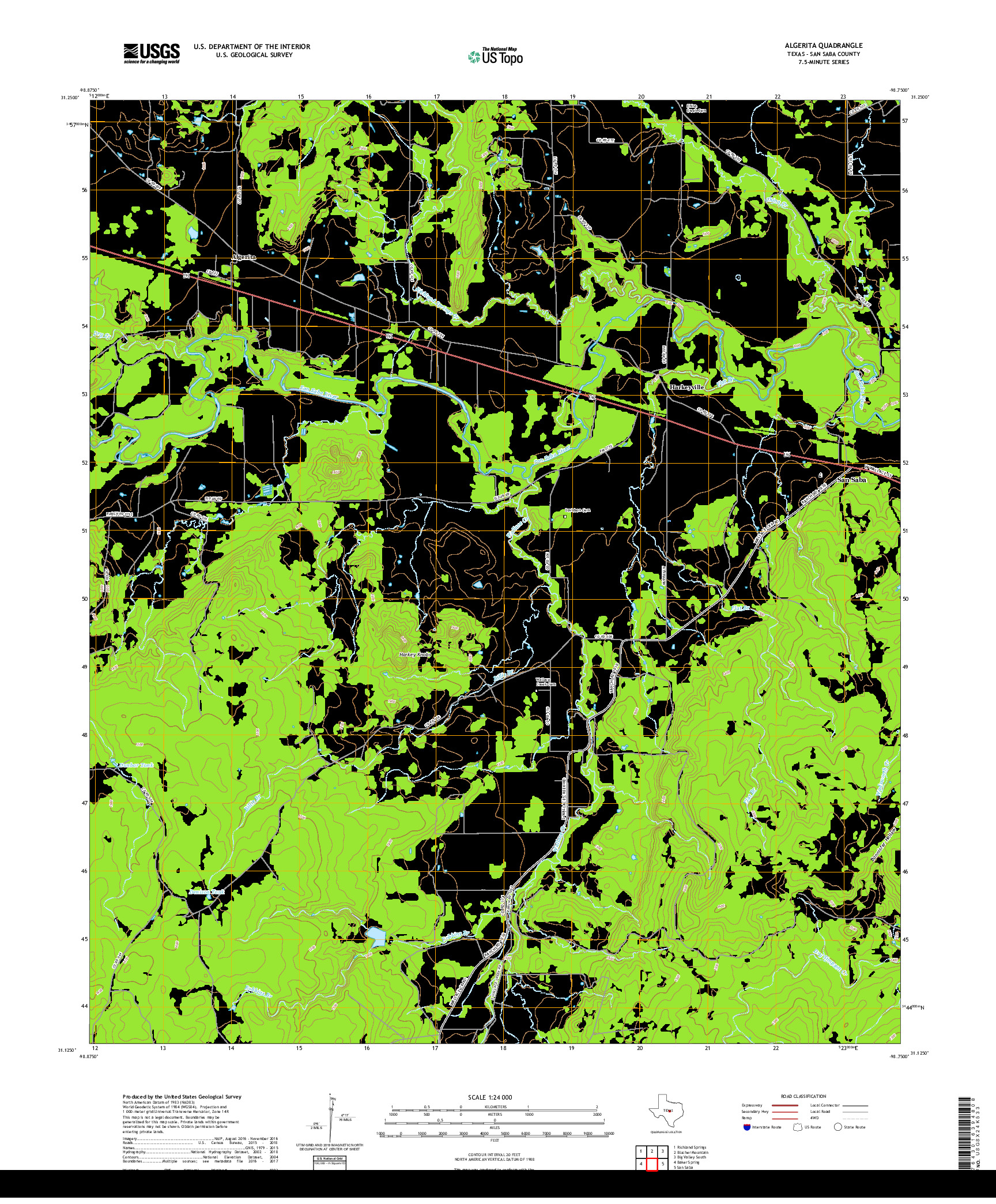 USGS US TOPO 7.5-MINUTE MAP FOR ALGERITA, TX 2019