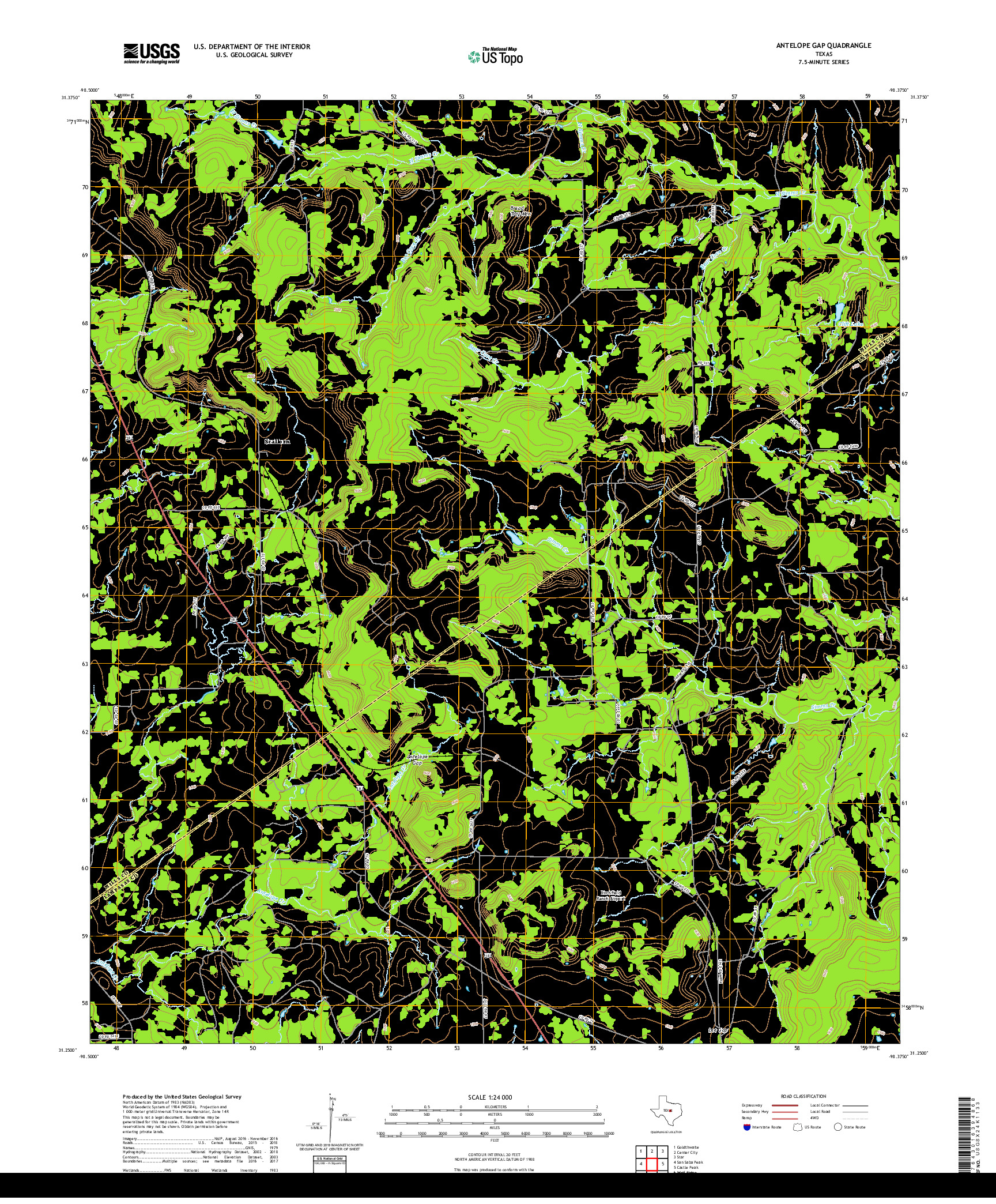 USGS US TOPO 7.5-MINUTE MAP FOR ANTELOPE GAP, TX 2019