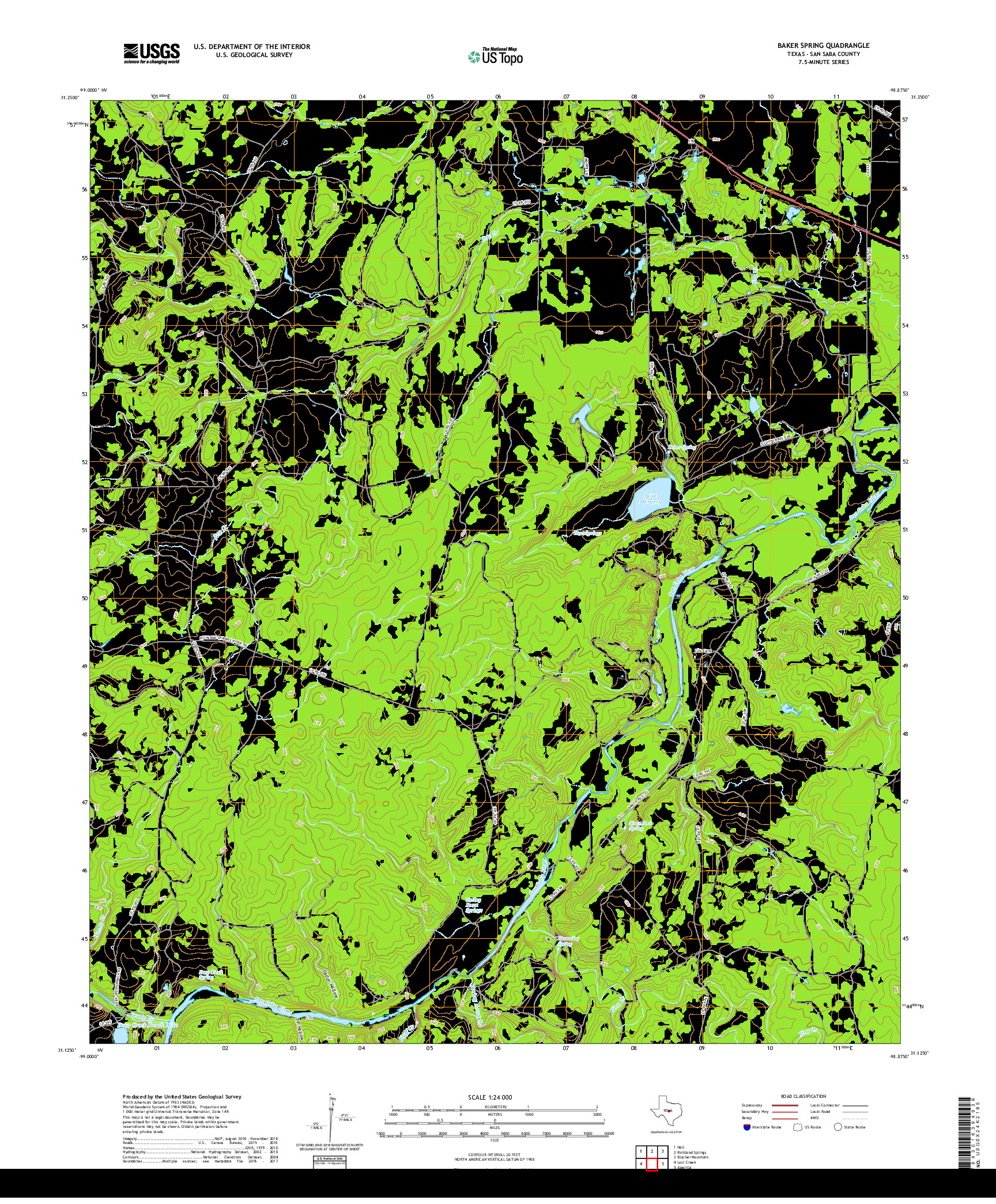 USGS US TOPO 7.5-MINUTE MAP FOR BAKER SPRING, TX 2019