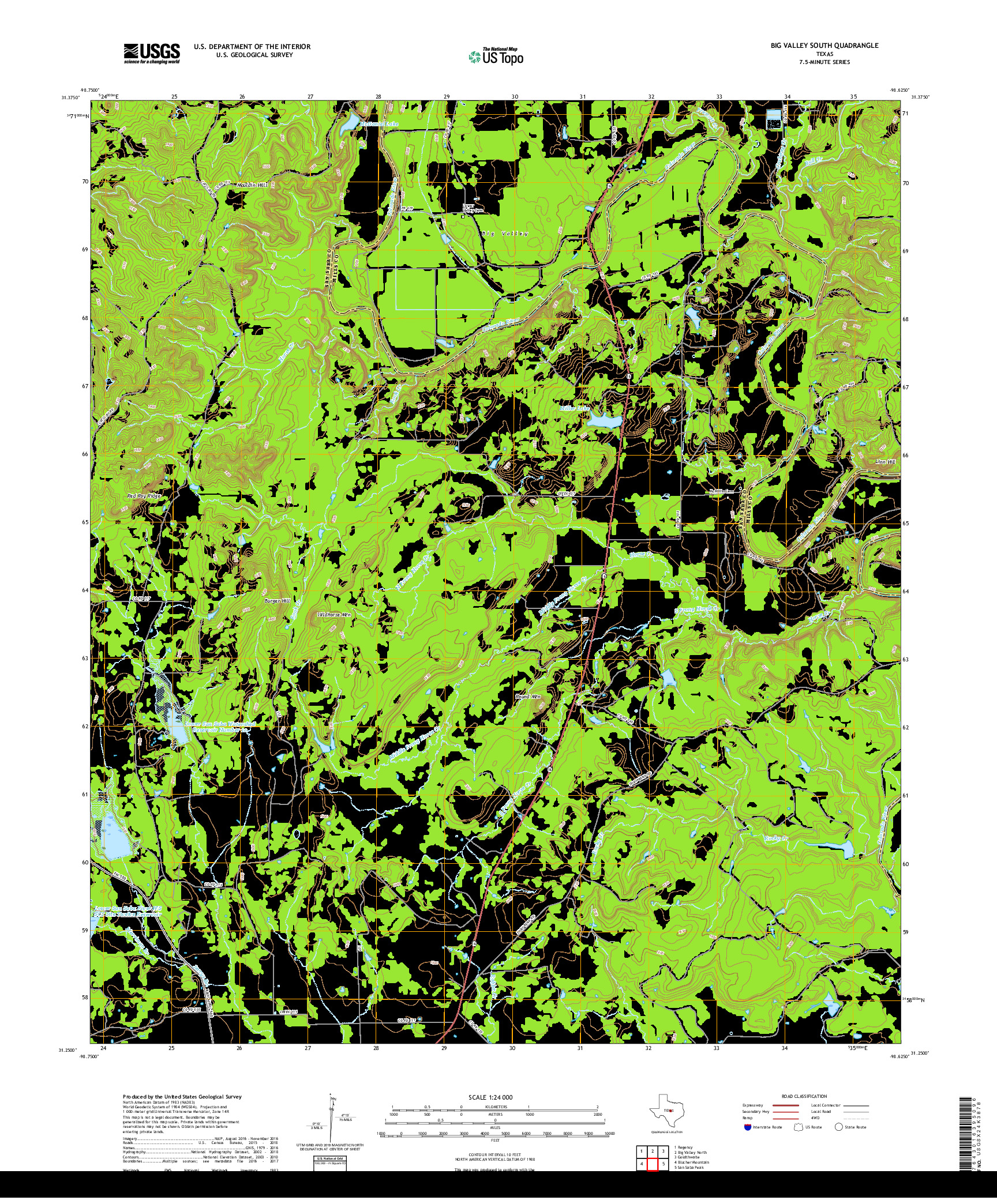 USGS US TOPO 7.5-MINUTE MAP FOR BIG VALLEY SOUTH, TX 2019