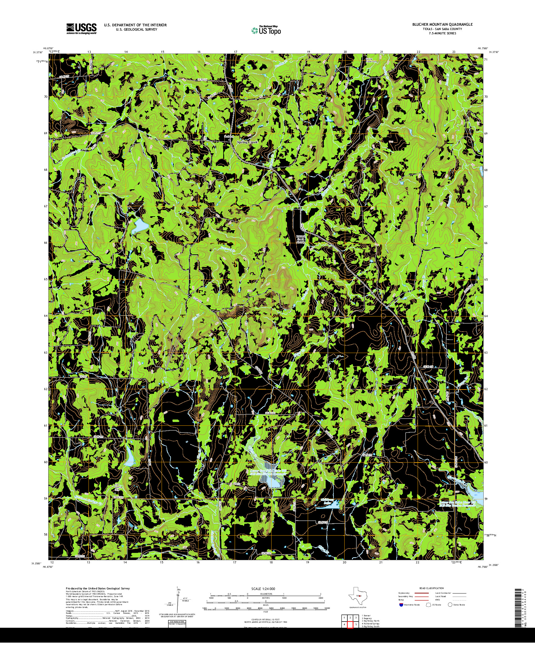 USGS US TOPO 7.5-MINUTE MAP FOR BLUCHER MOUNTAIN, TX 2019