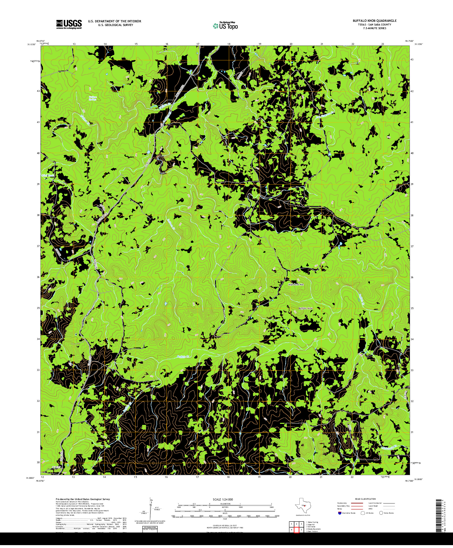 USGS US TOPO 7.5-MINUTE MAP FOR BUFFALO KNOB, TX 2019