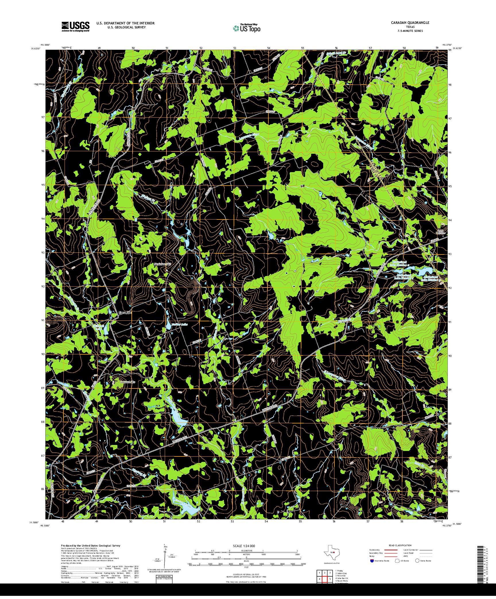 USGS US TOPO 7.5-MINUTE MAP FOR CARADAN, TX 2019