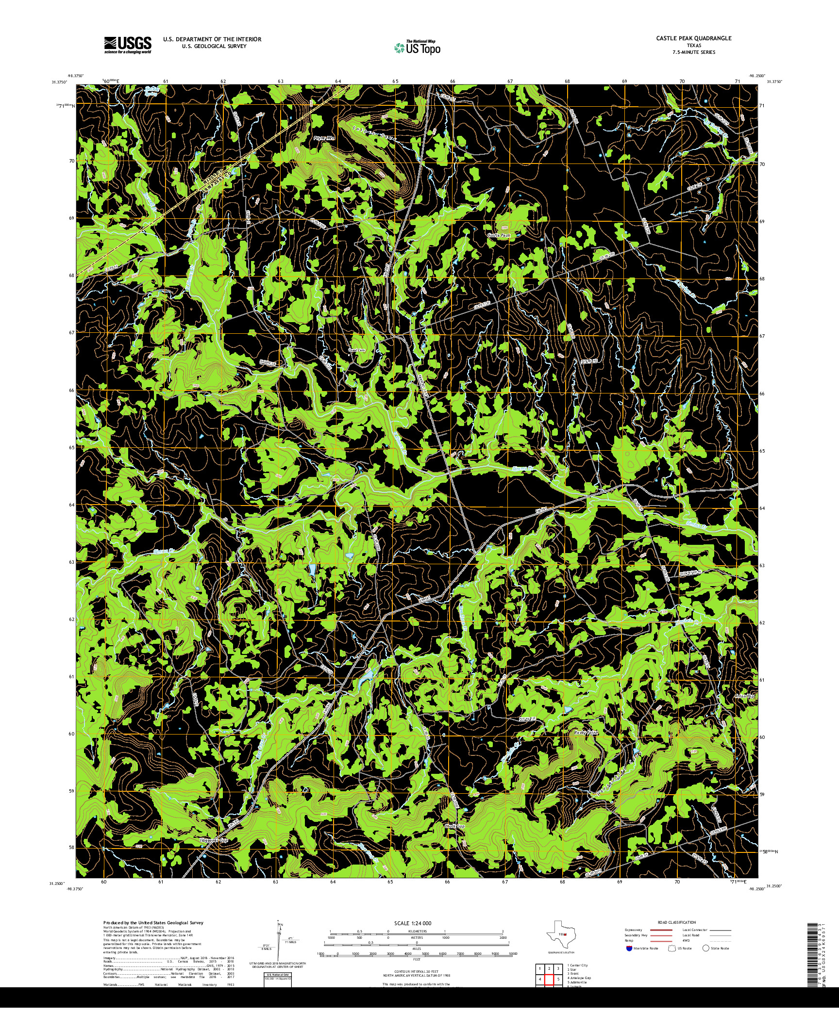 USGS US TOPO 7.5-MINUTE MAP FOR CASTLE PEAK, TX 2019