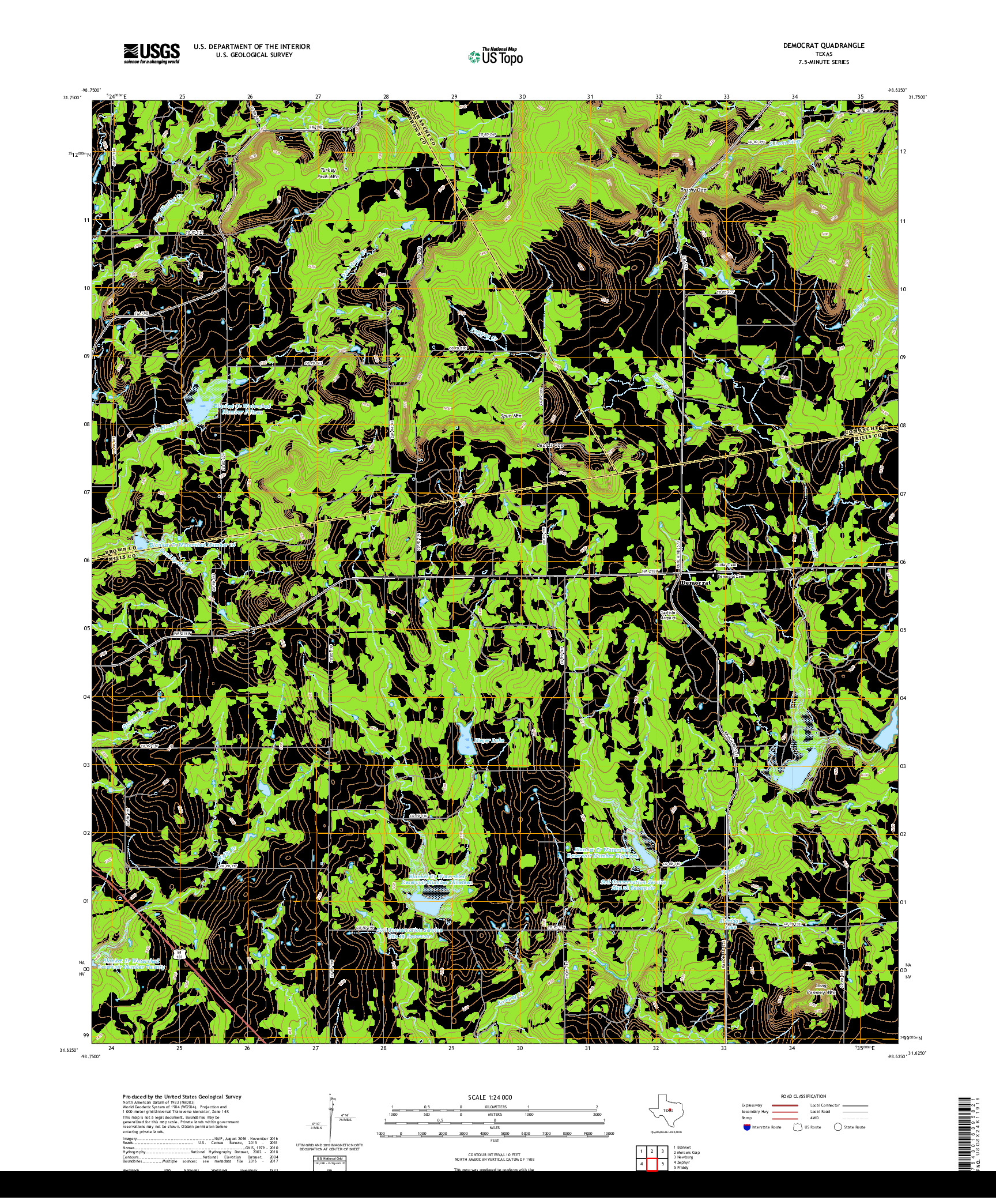 USGS US TOPO 7.5-MINUTE MAP FOR DEMOCRAT, TX 2019