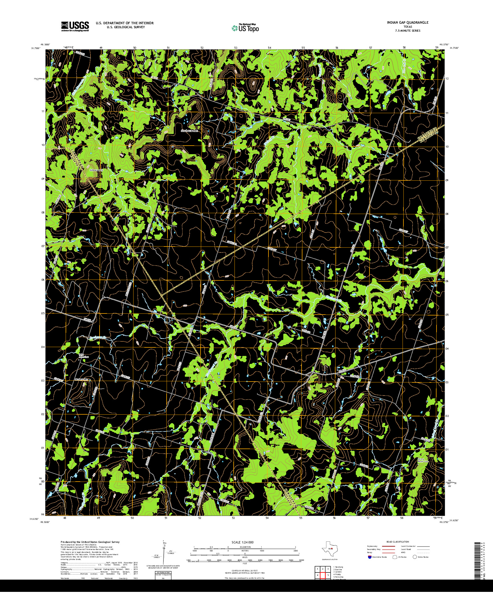 USGS US TOPO 7.5-MINUTE MAP FOR INDIAN GAP, TX 2019