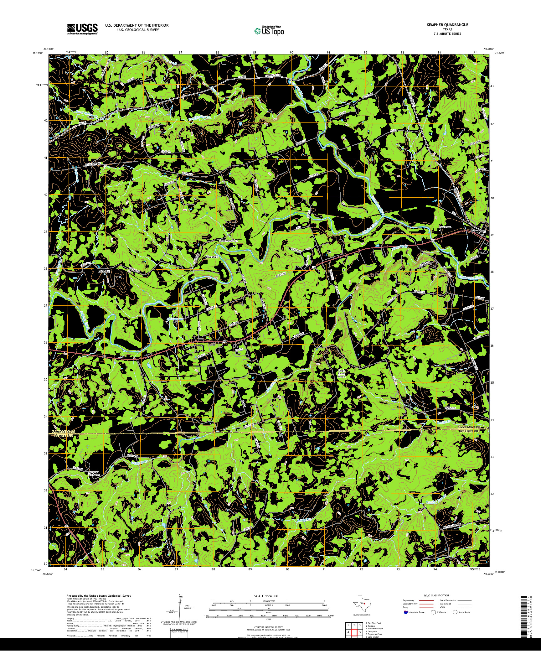 USGS US TOPO 7.5-MINUTE MAP FOR KEMPNER, TX 2019