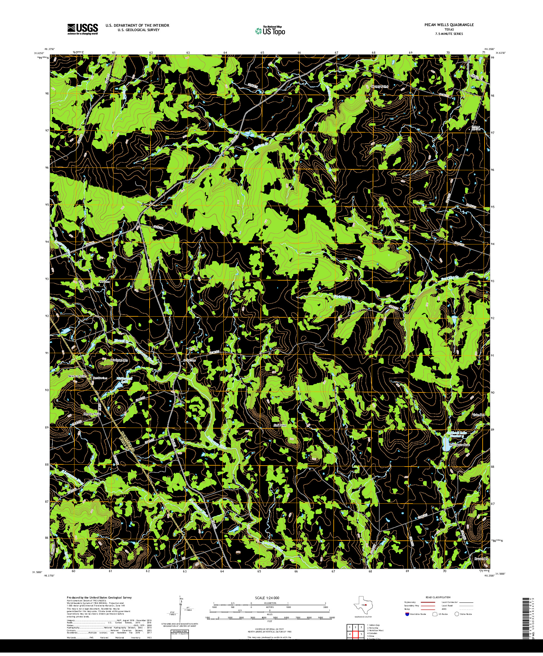 USGS US TOPO 7.5-MINUTE MAP FOR PECAN WELLS, TX 2019