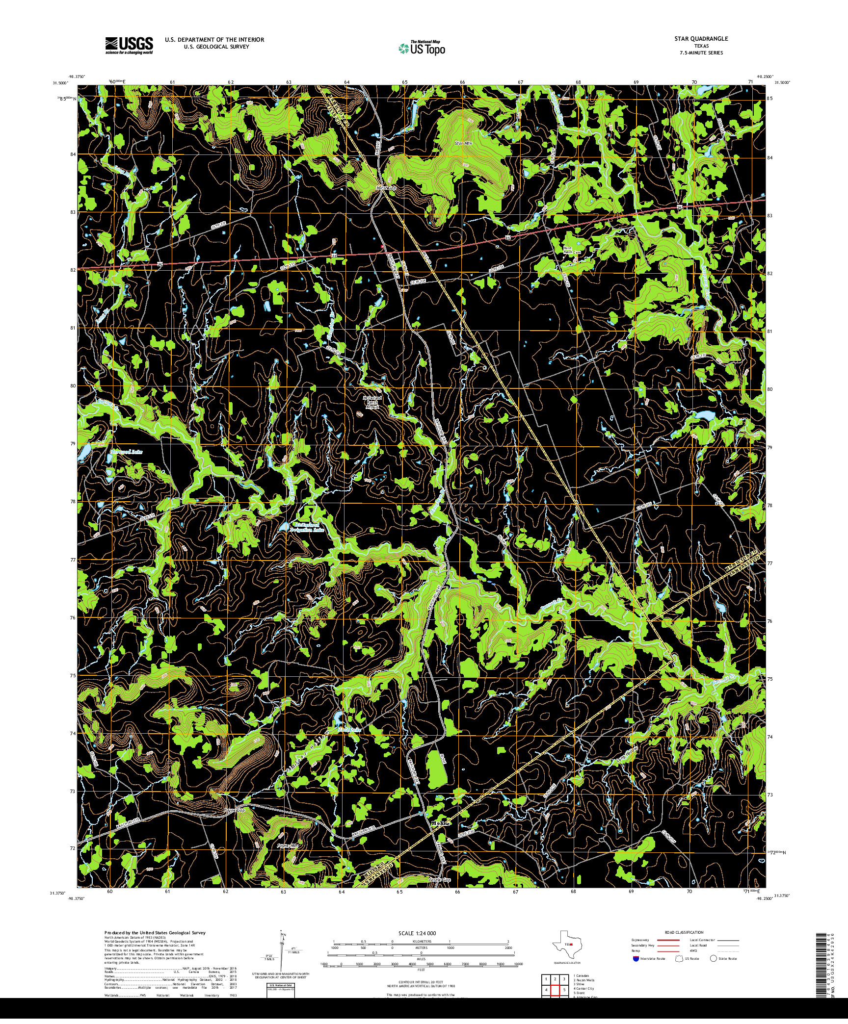 USGS US TOPO 7.5-MINUTE MAP FOR STAR, TX 2019