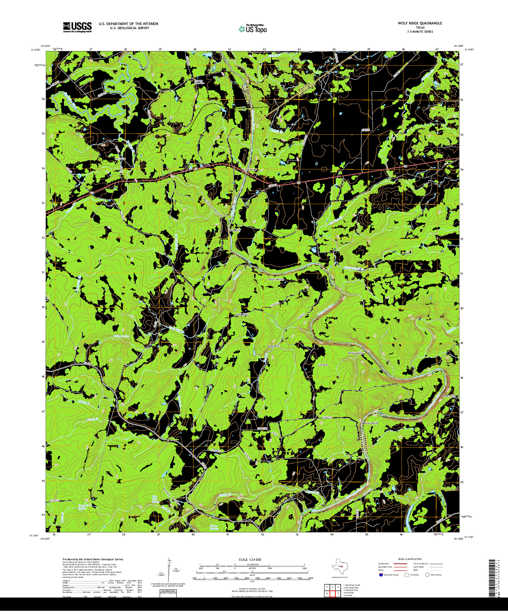 USGS US TOPO 7.5-MINUTE MAP FOR WOLF RIDGE, TX 2019