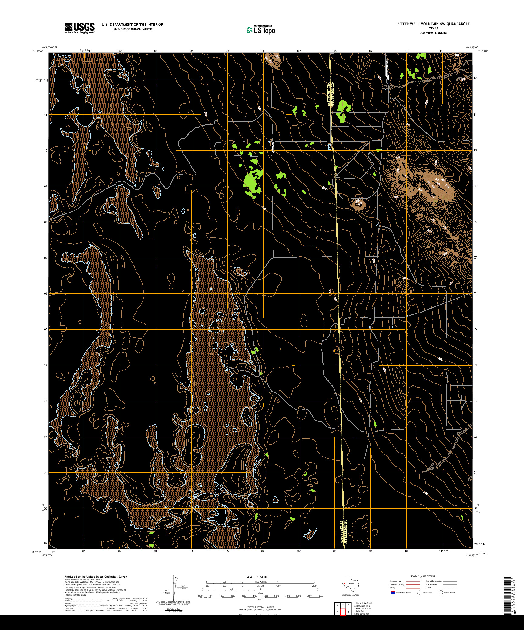 USGS US TOPO 7.5-MINUTE MAP FOR BITTER WELL MOUNTAIN NW, TX 2019