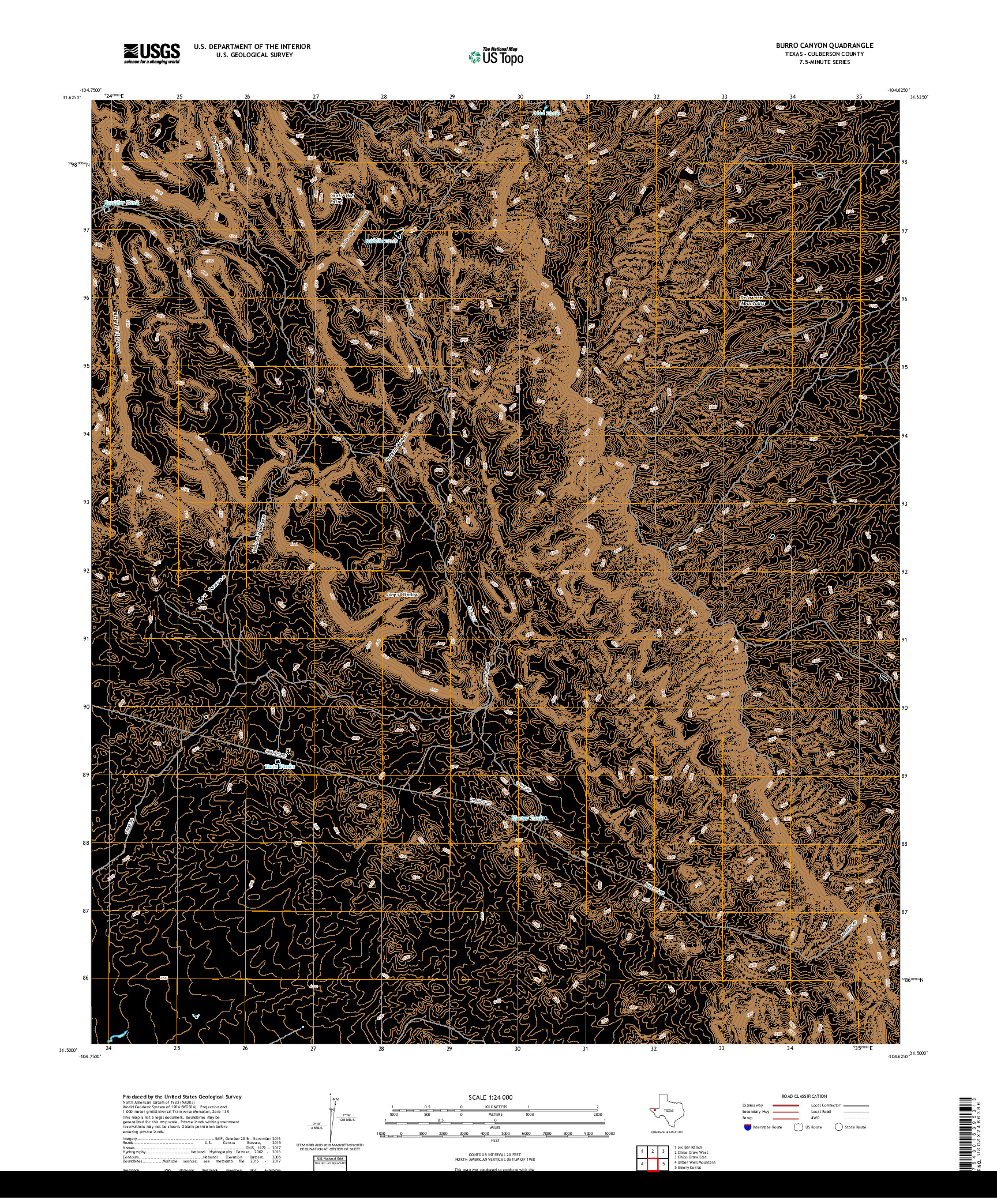 USGS US TOPO 7.5-MINUTE MAP FOR BURRO CANYON, TX 2019
