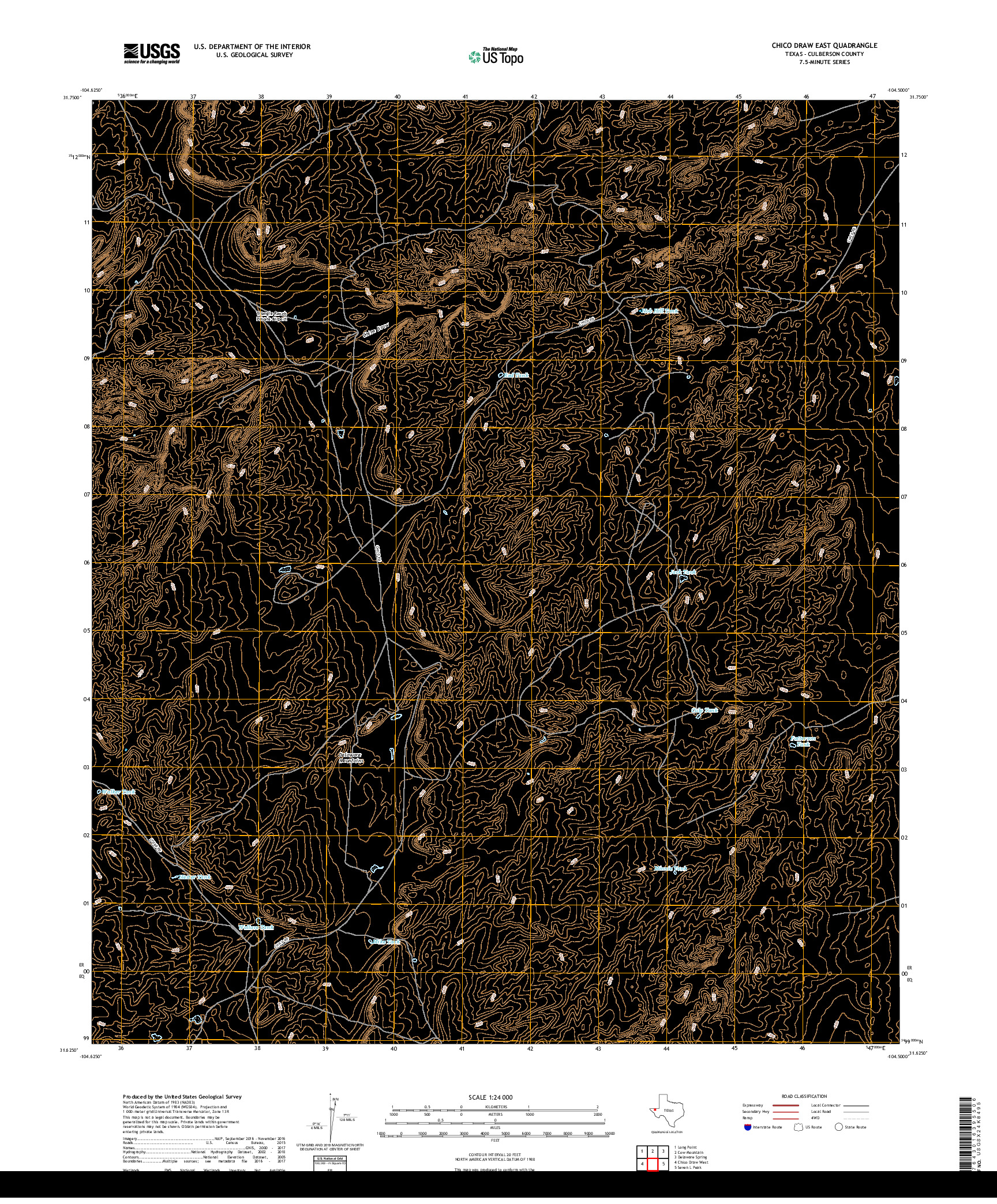 USGS US TOPO 7.5-MINUTE MAP FOR CHICO DRAW EAST, TX 2019