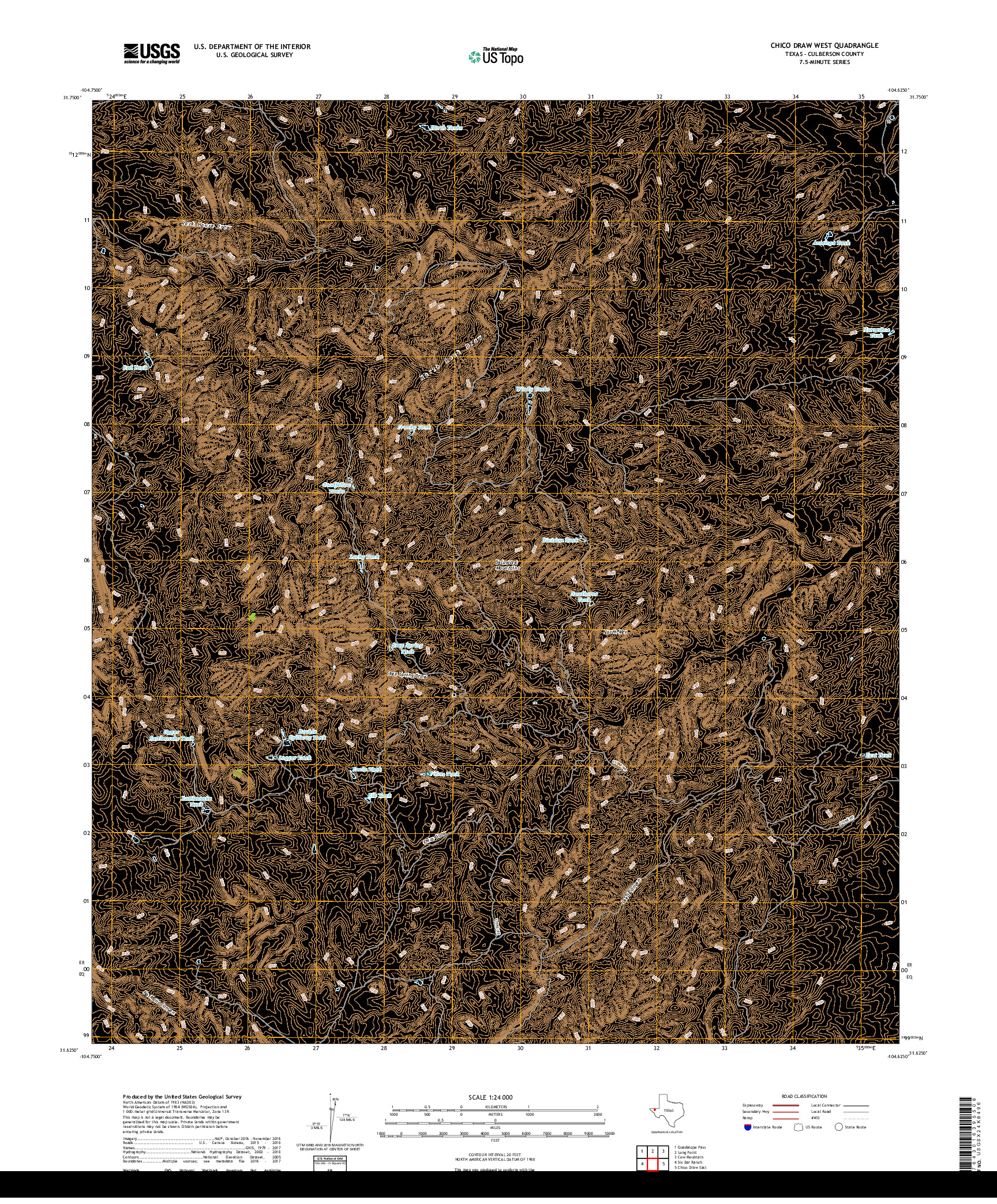 USGS US TOPO 7.5-MINUTE MAP FOR CHICO DRAW WEST, TX 2019