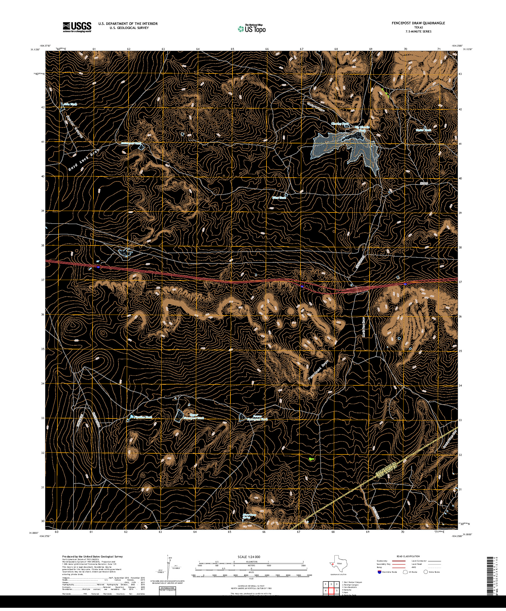USGS US TOPO 7.5-MINUTE MAP FOR FENCEPOST DRAW, TX 2019