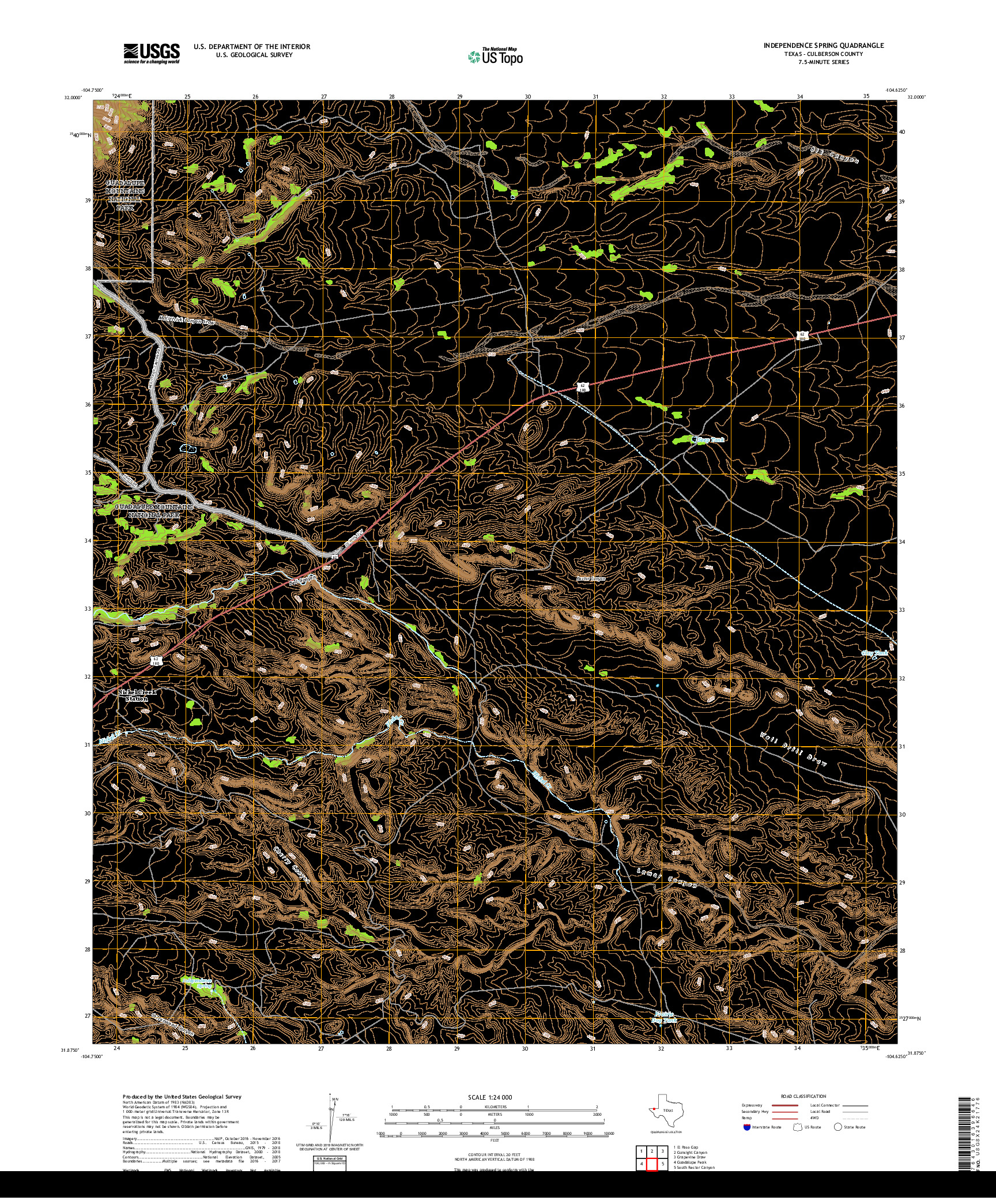 USGS US TOPO 7.5-MINUTE MAP FOR INDEPENDENCE SPRING, TX 2019