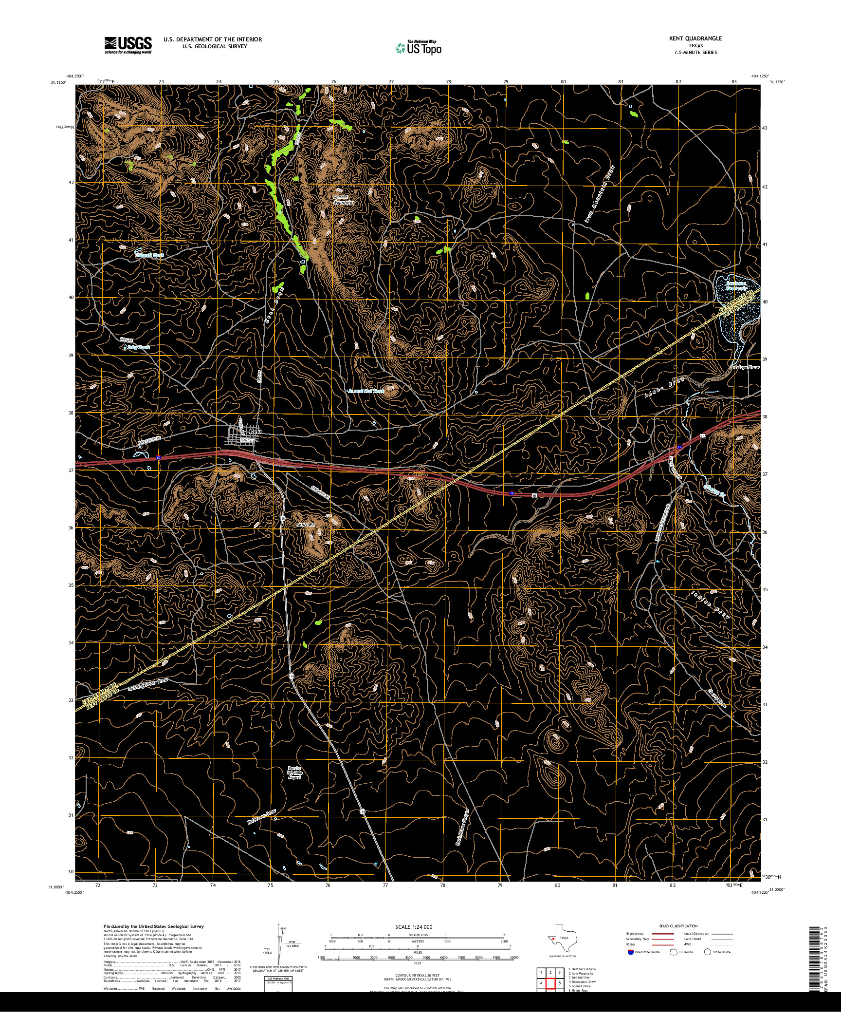 USGS US TOPO 7.5-MINUTE MAP FOR KENT, TX 2019