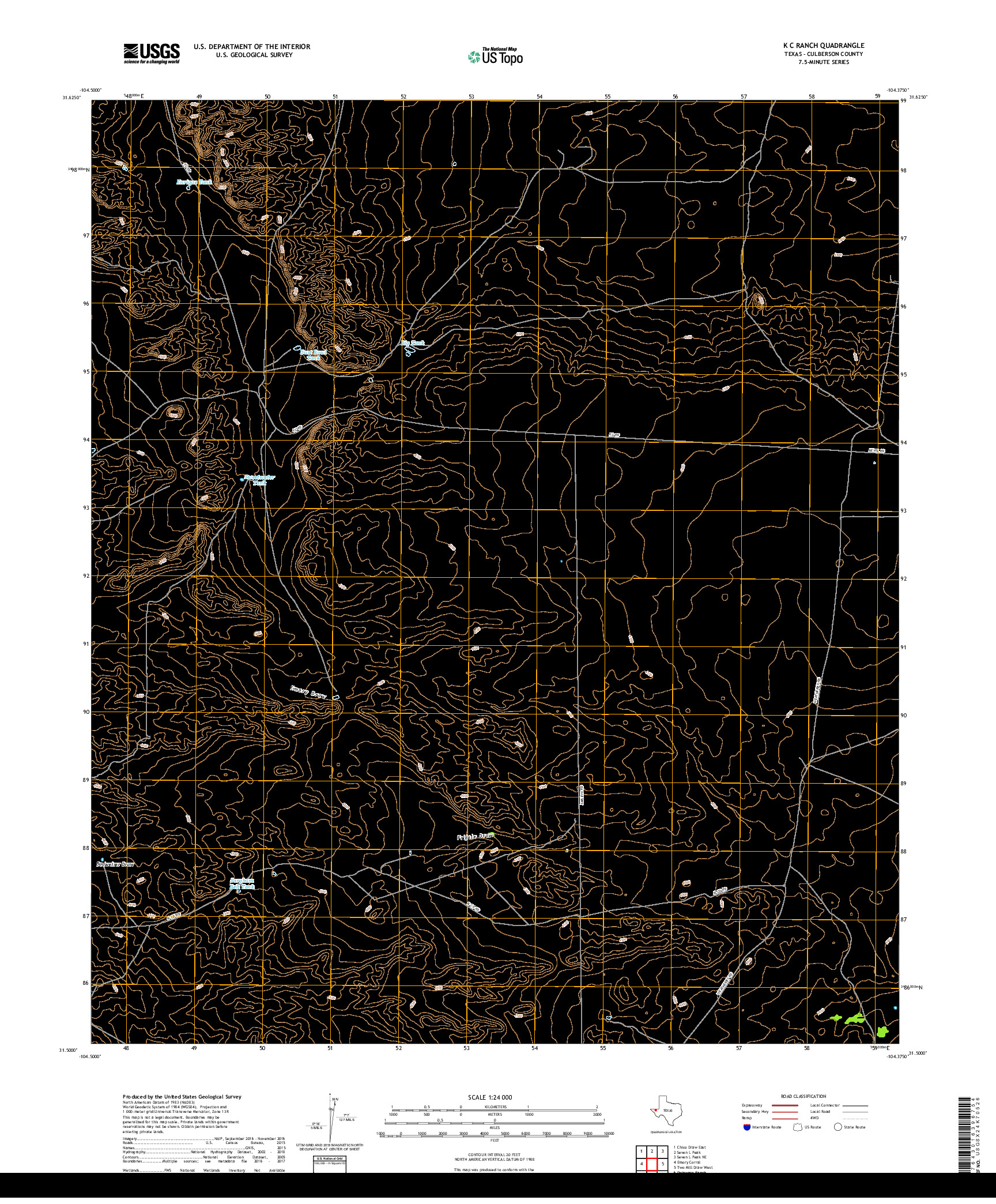 USGS US TOPO 7.5-MINUTE MAP FOR K C RANCH, TX 2019