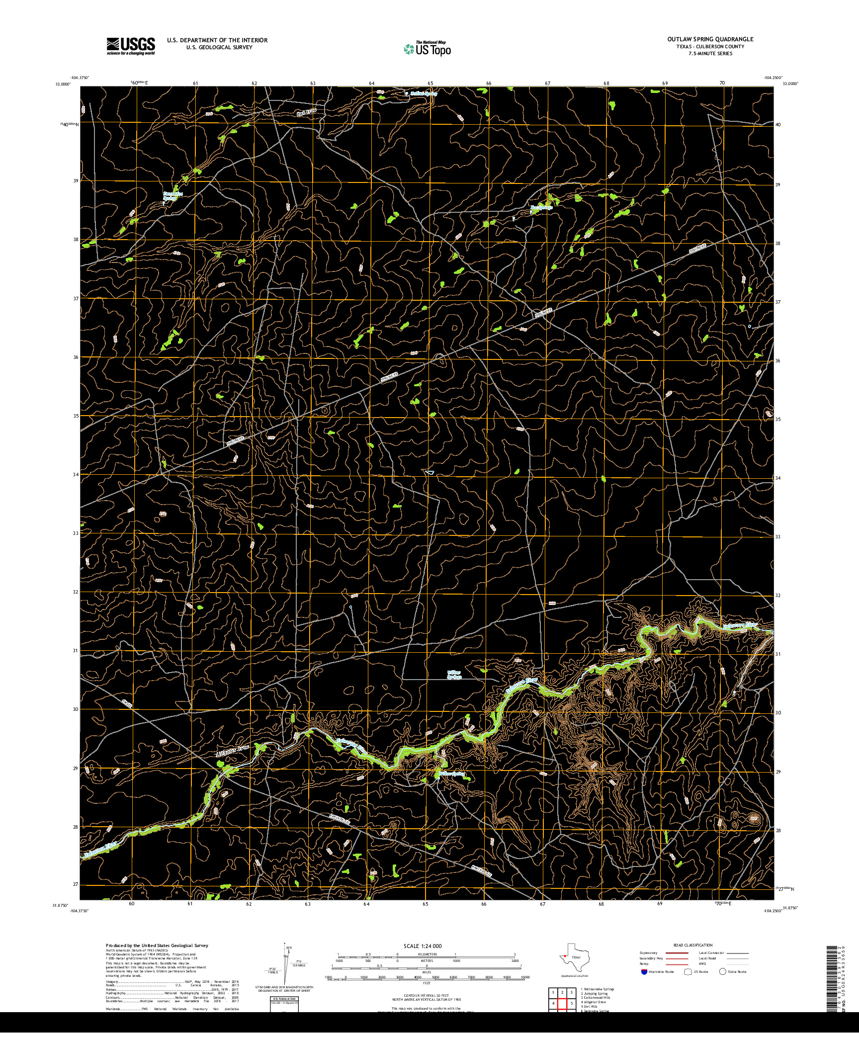 USGS US TOPO 7.5-MINUTE MAP FOR OUTLAW SPRING, TX,NM 2019