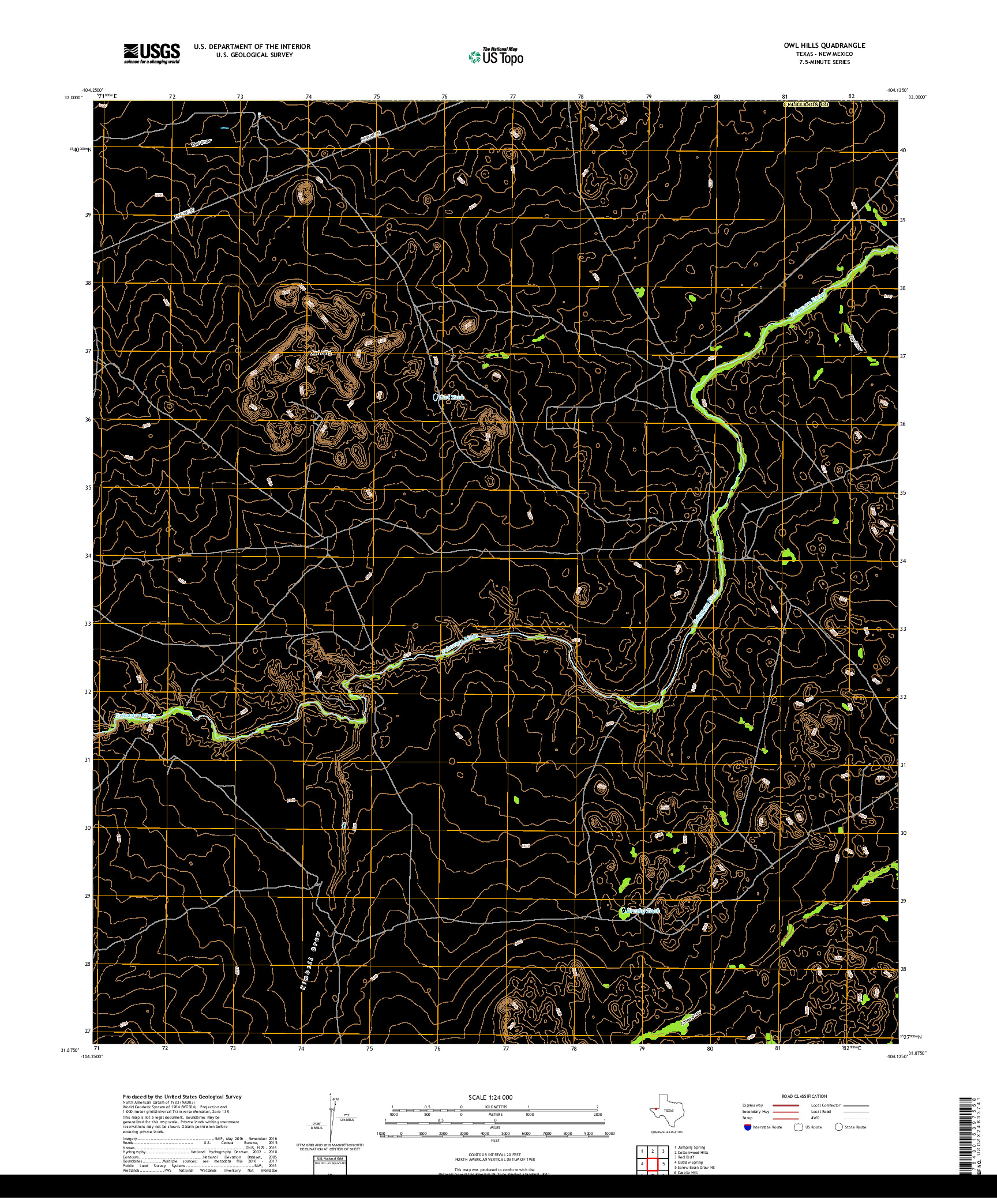 USGS US TOPO 7.5-MINUTE MAP FOR OWL HILLS, TX,NM 2019