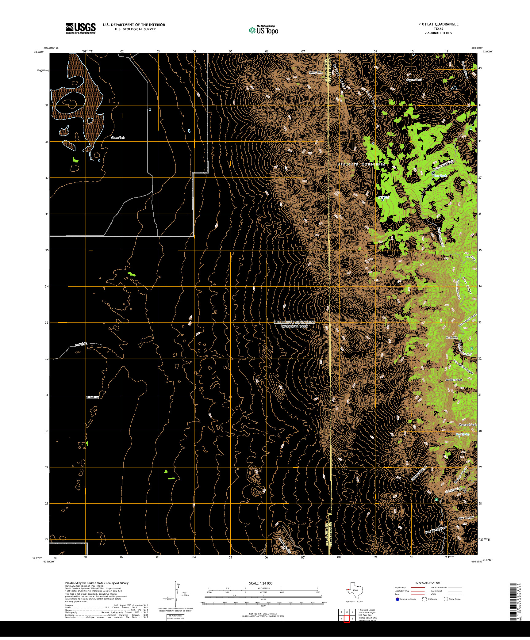 USGS US TOPO 7.5-MINUTE MAP FOR P X FLAT, TX 2019