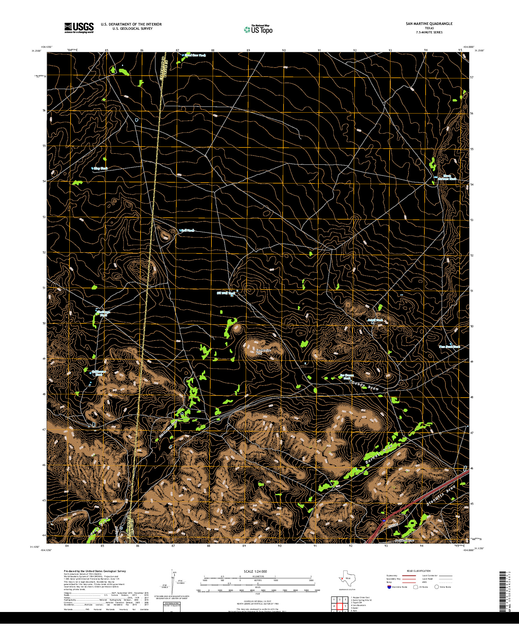 USGS US TOPO 7.5-MINUTE MAP FOR SAN MARTINE, TX 2019