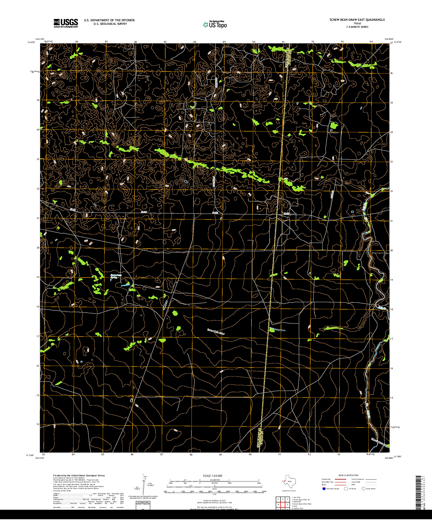 USGS US TOPO 7.5-MINUTE MAP FOR SCREW BEAN DRAW EAST, TX 2019