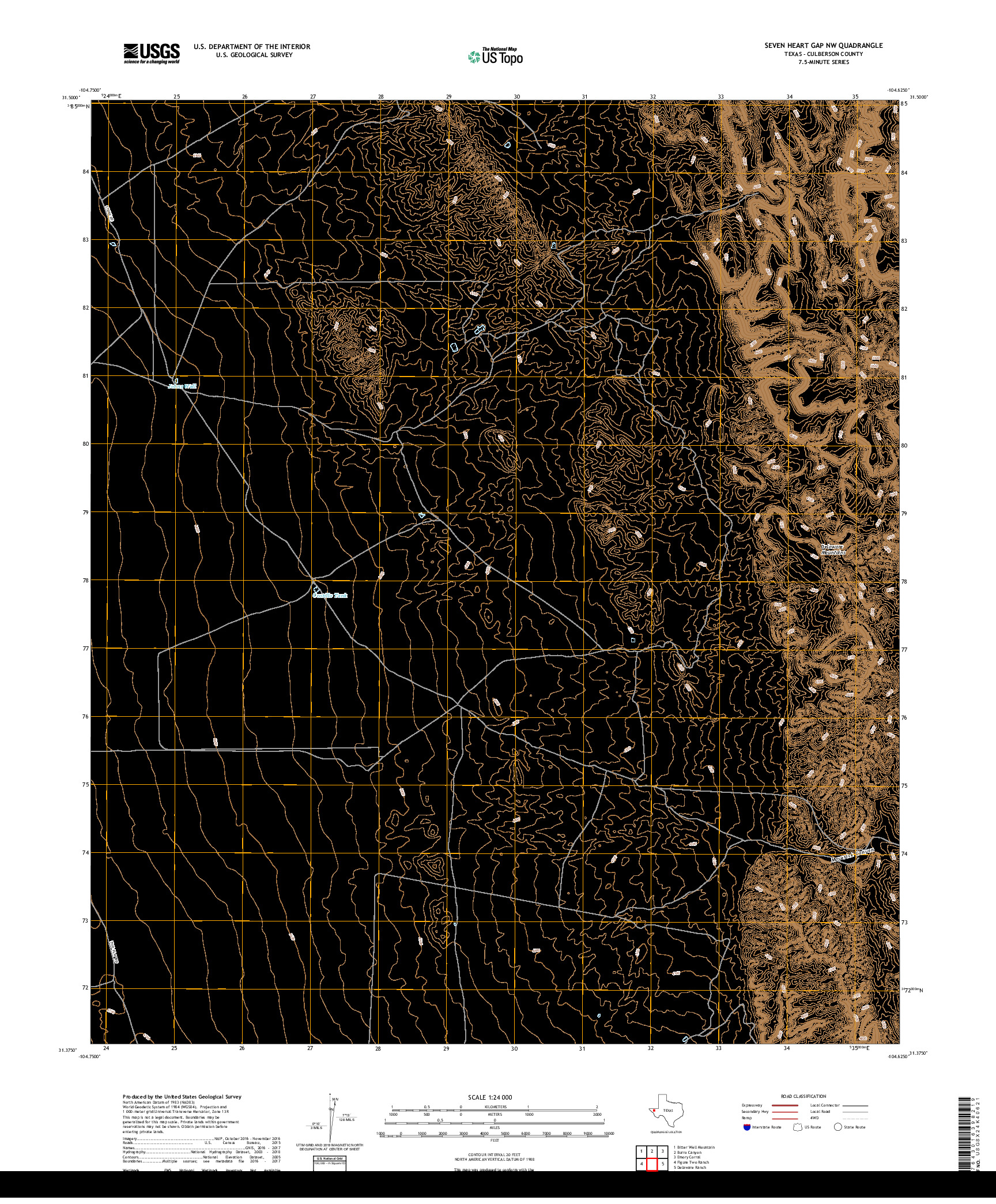 USGS US TOPO 7.5-MINUTE MAP FOR SEVEN HEART GAP NW, TX 2019