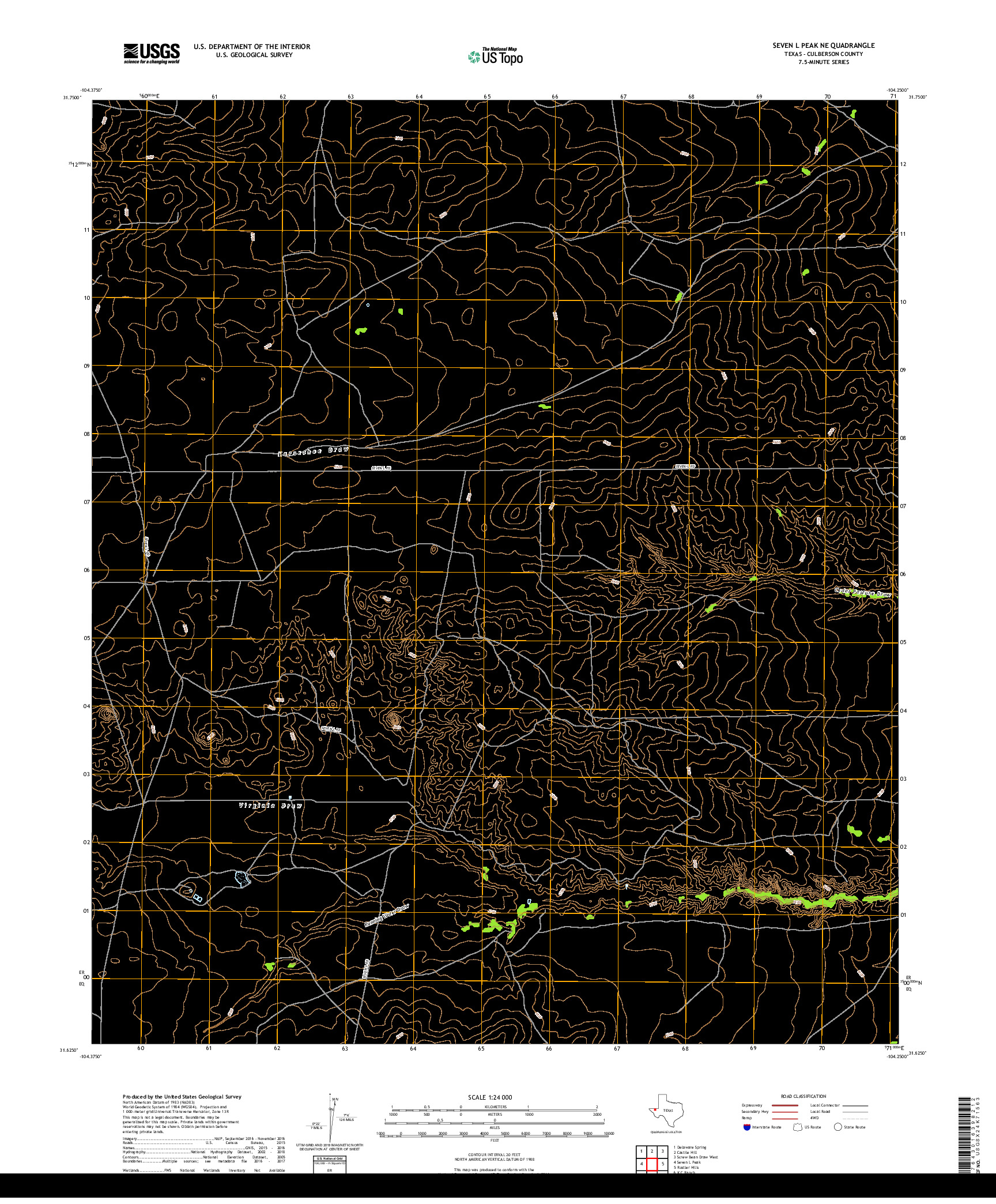 USGS US TOPO 7.5-MINUTE MAP FOR SEVEN L PEAK NE, TX 2019