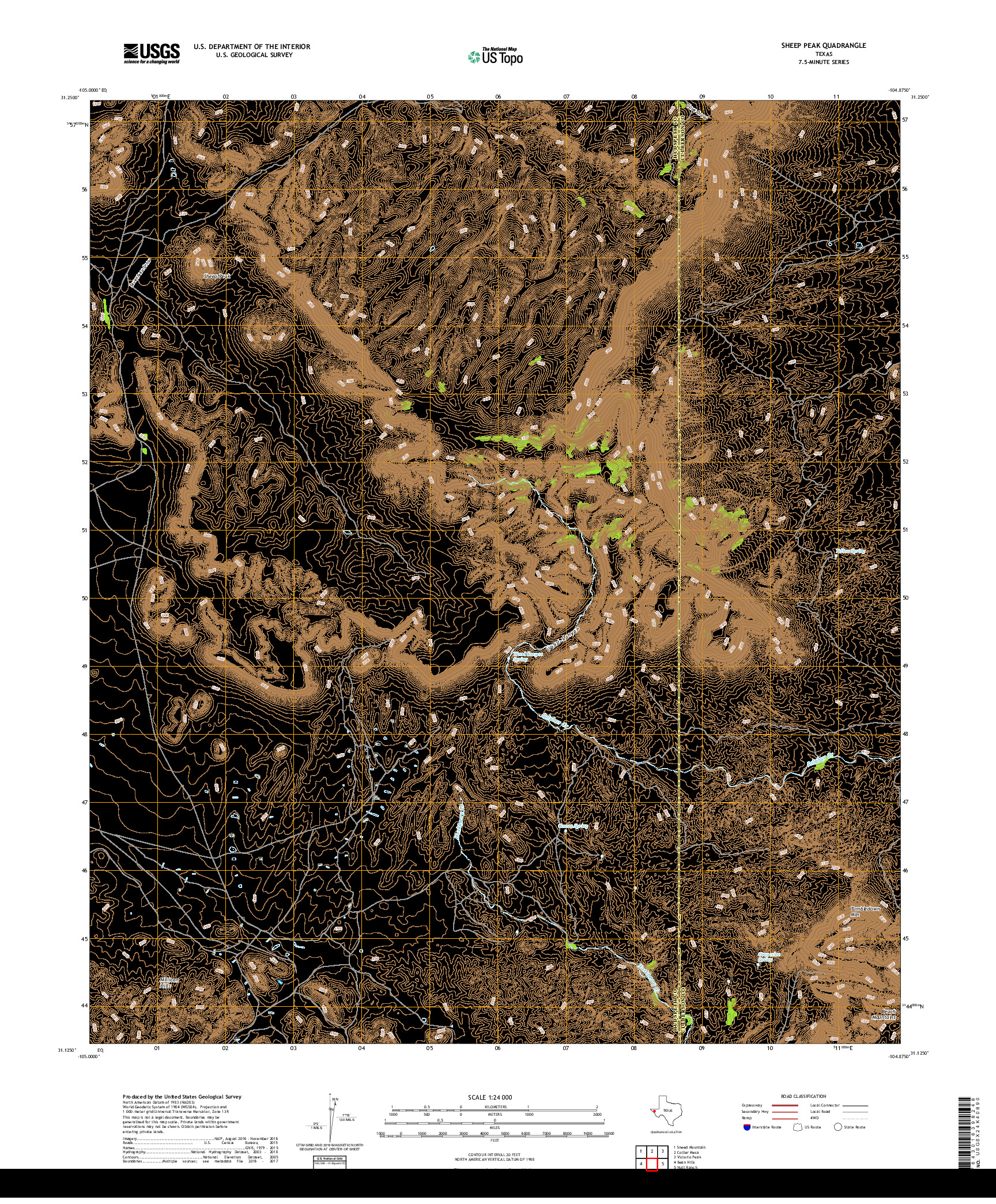 USGS US TOPO 7.5-MINUTE MAP FOR SHEEP PEAK, TX 2019