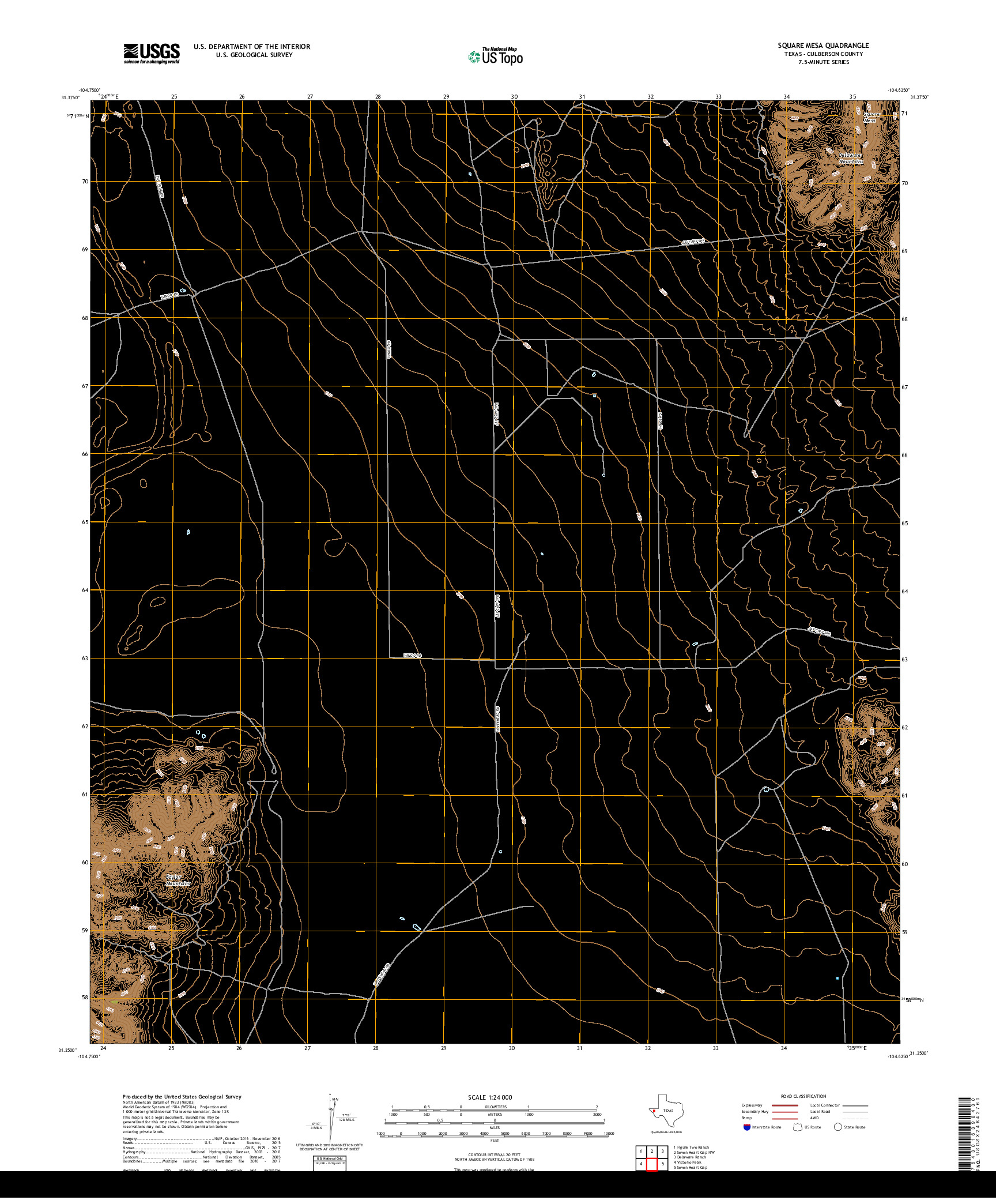 USGS US TOPO 7.5-MINUTE MAP FOR SQUARE MESA, TX 2019