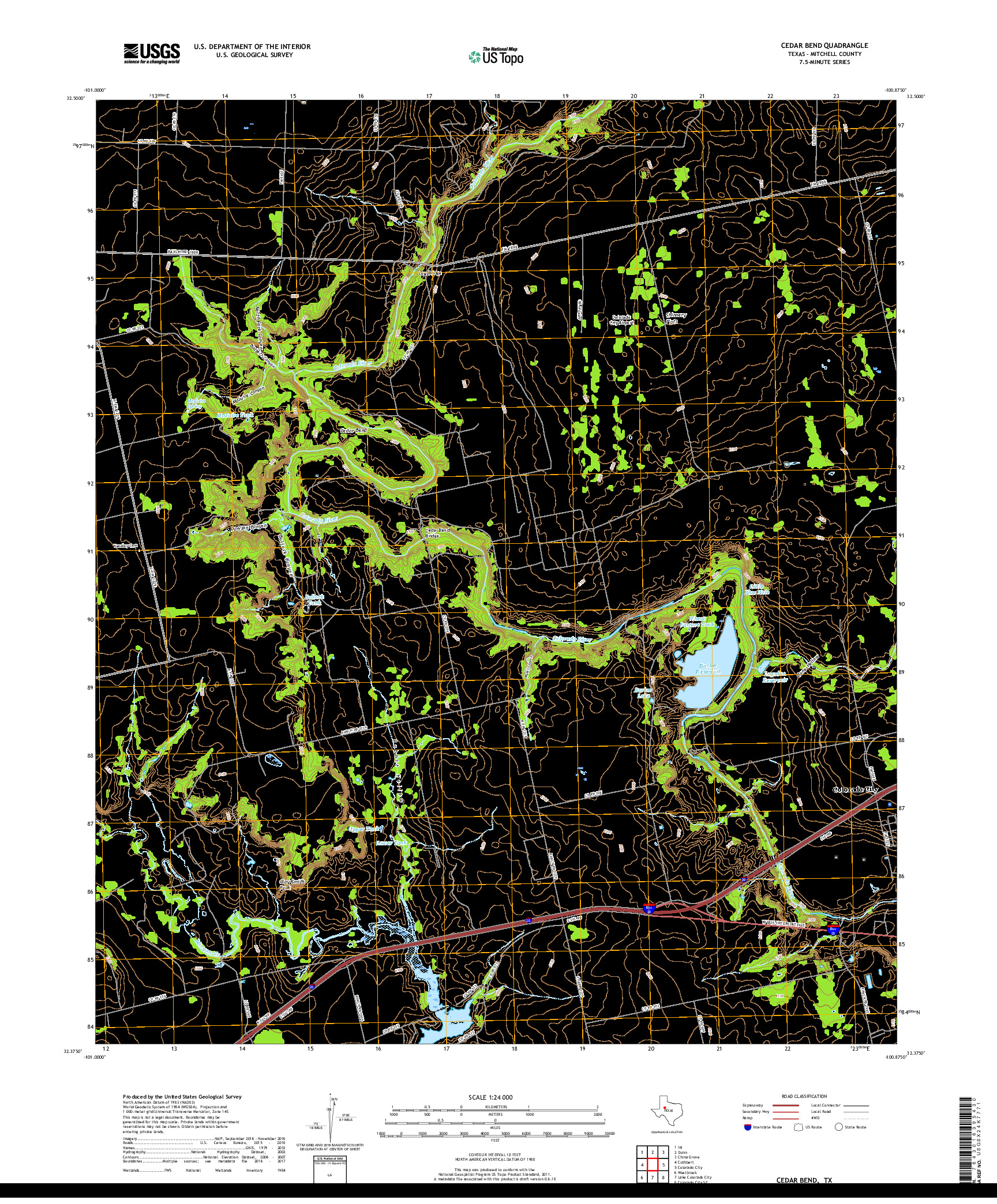 USGS US TOPO 7.5-MINUTE MAP FOR CEDAR BEND, TX 2019