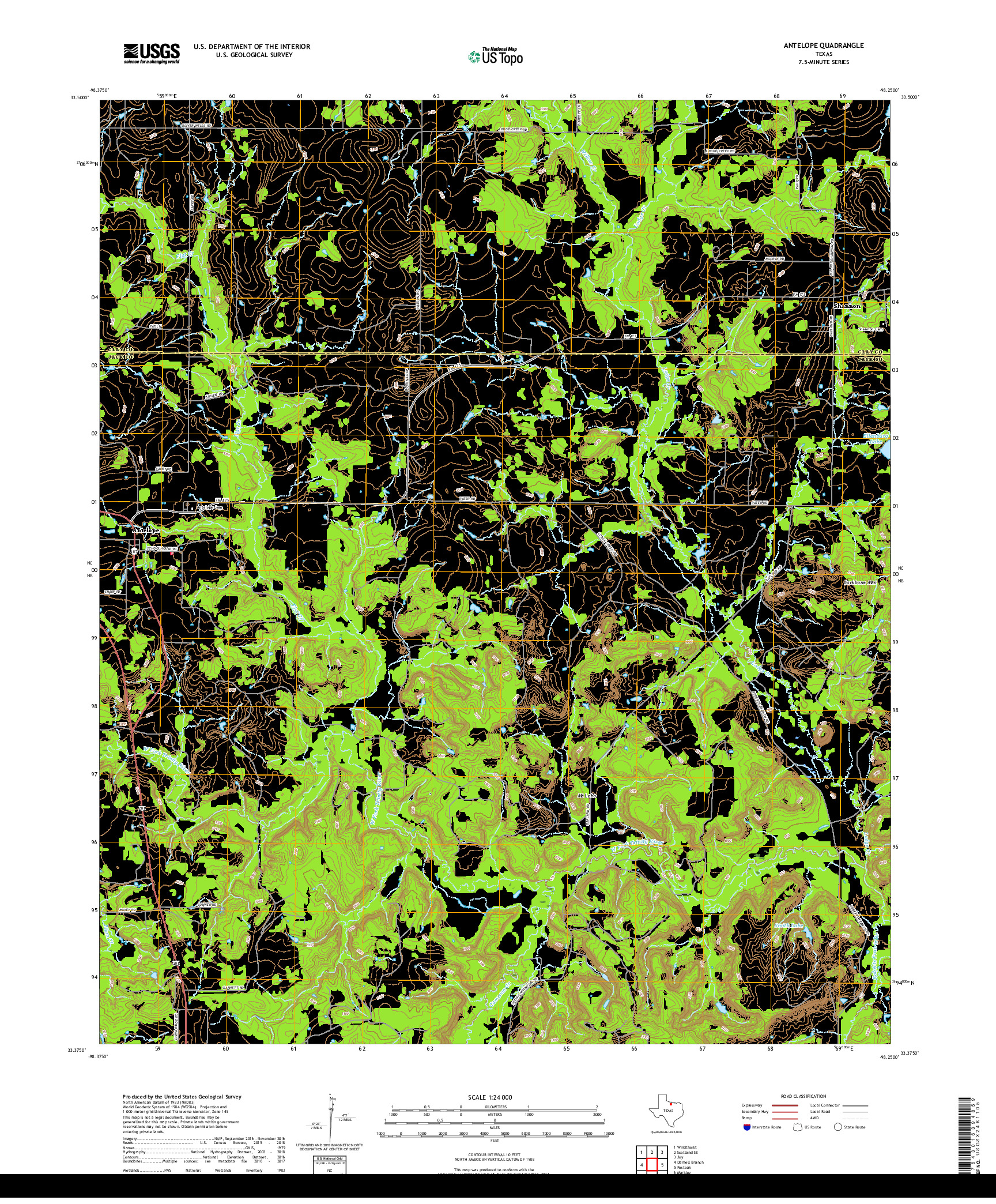 USGS US TOPO 7.5-MINUTE MAP FOR ANTELOPE, TX 2019