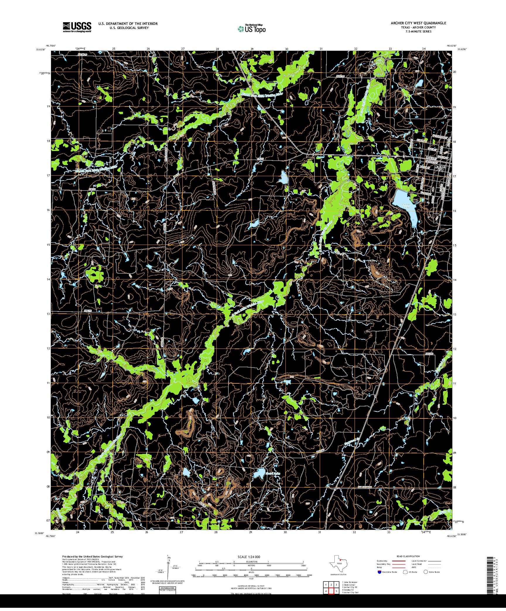 USGS US TOPO 7.5-MINUTE MAP FOR ARCHER CITY WEST, TX 2019