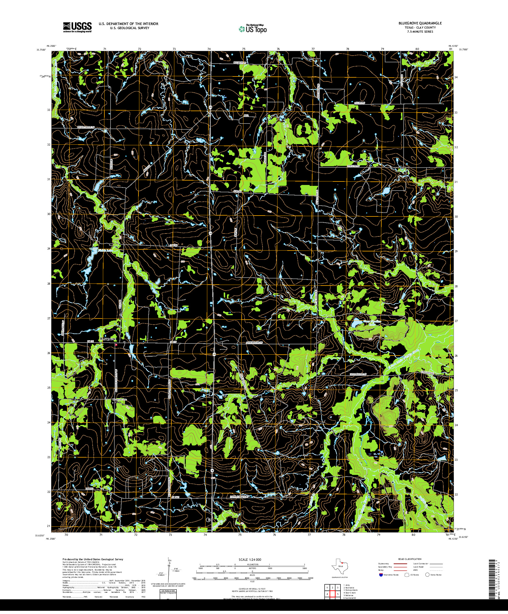 USGS US TOPO 7.5-MINUTE MAP FOR BLUEGROVE, TX 2019