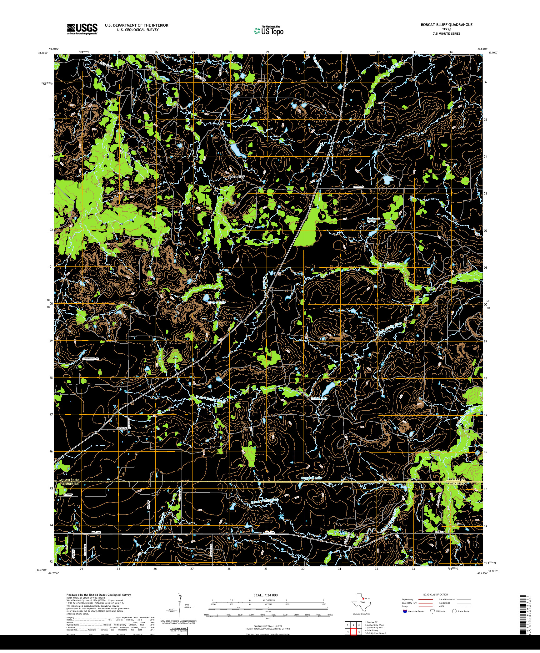 USGS US TOPO 7.5-MINUTE MAP FOR BOBCAT BLUFF, TX 2019