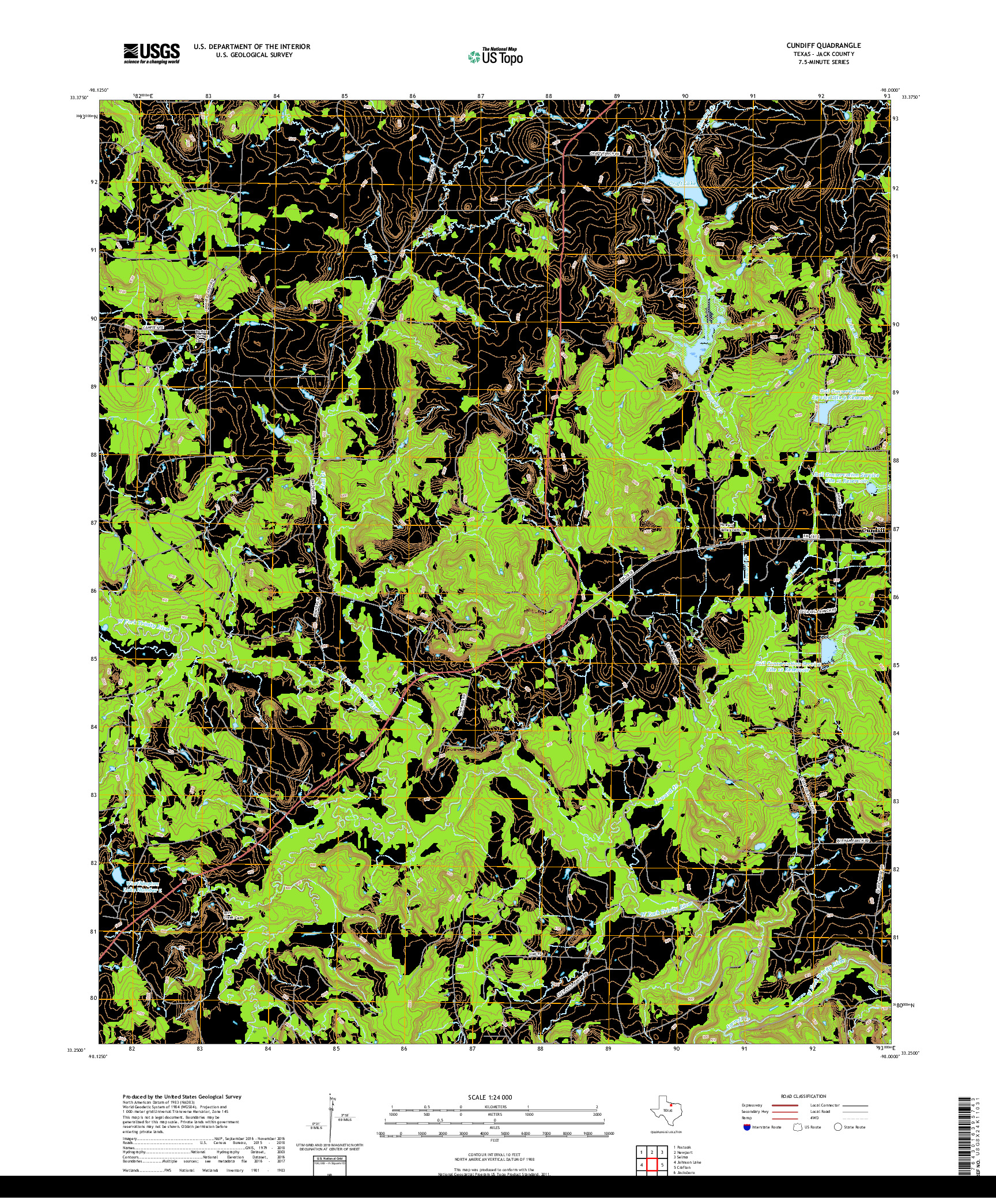 USGS US TOPO 7.5-MINUTE MAP FOR CUNDIFF, TX 2019