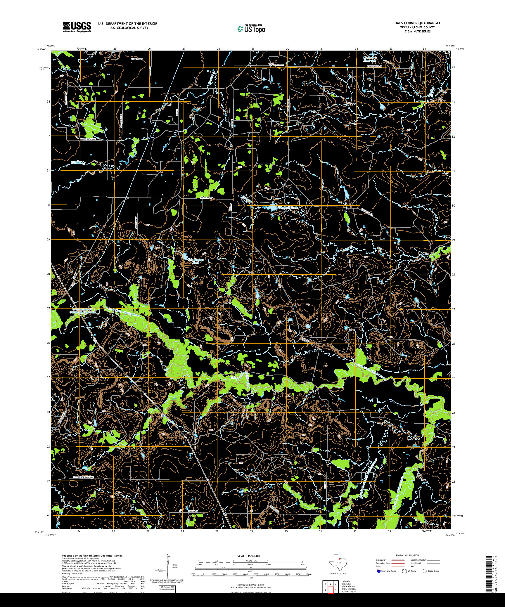 USGS US TOPO 7.5-MINUTE MAP FOR DADS CORNER, TX 2019