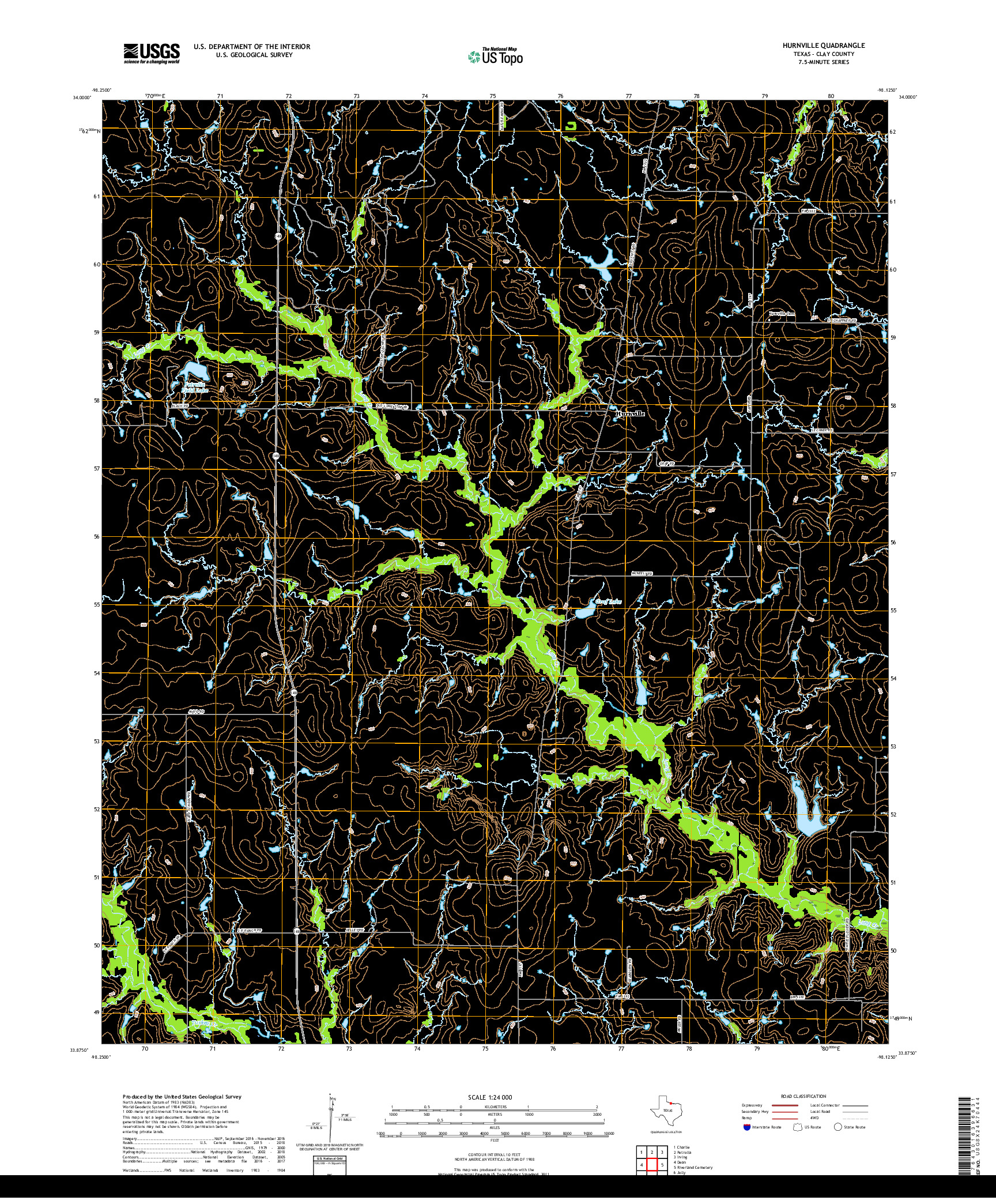 USGS US TOPO 7.5-MINUTE MAP FOR HURNVILLE, TX 2019